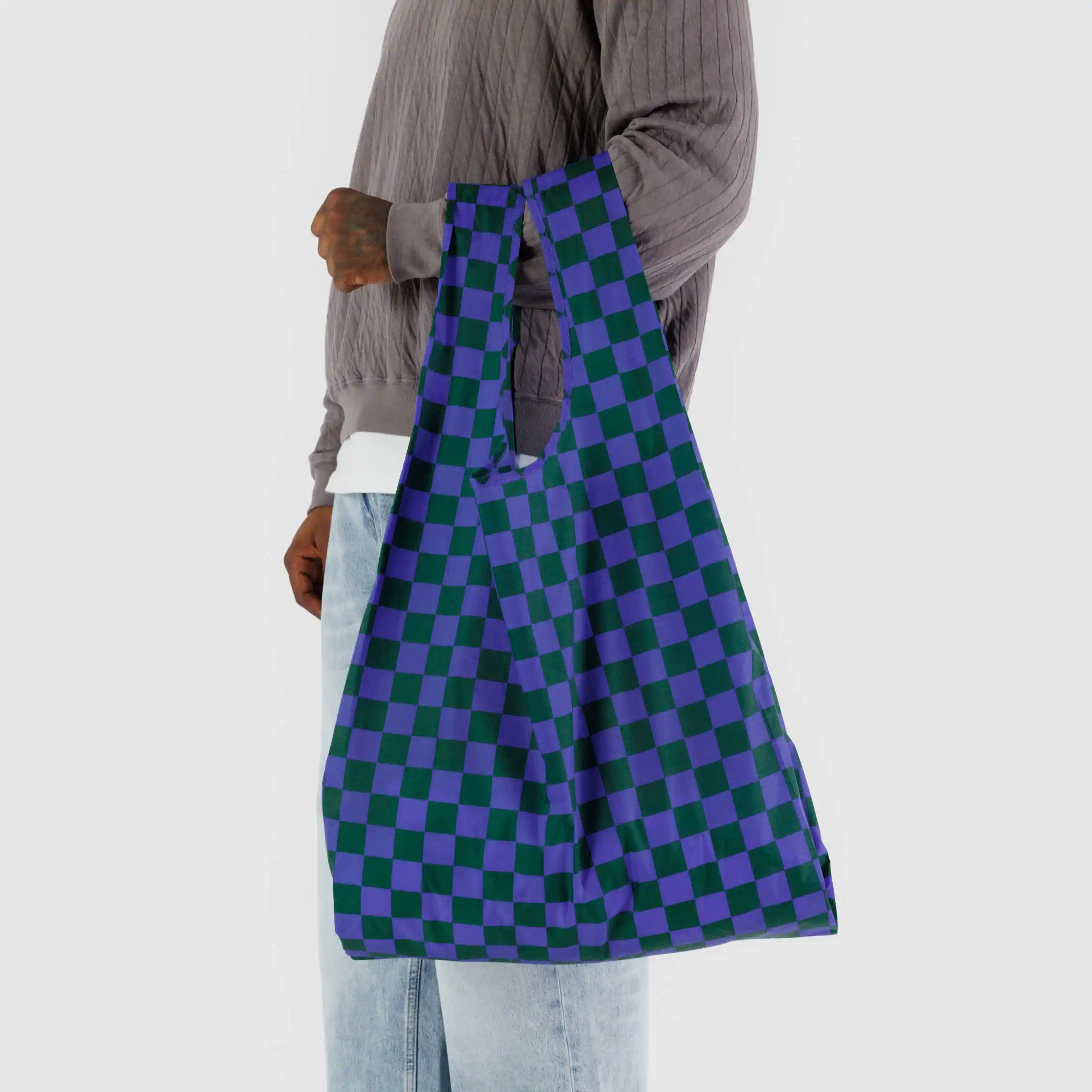Baggu Big Baggu, iris green check - Image 2