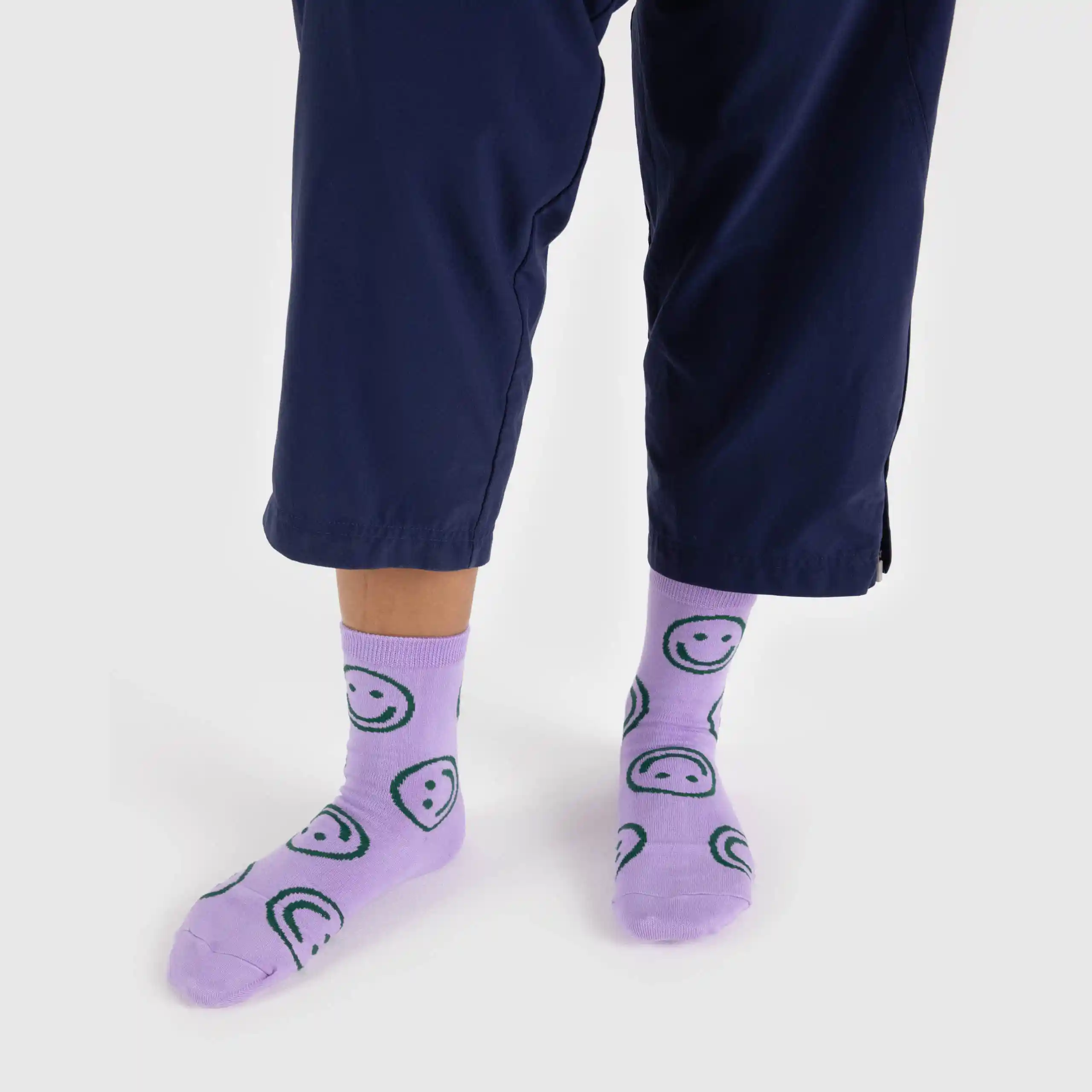 Baggu Womens Crew Sock, lavender happy - Image 3