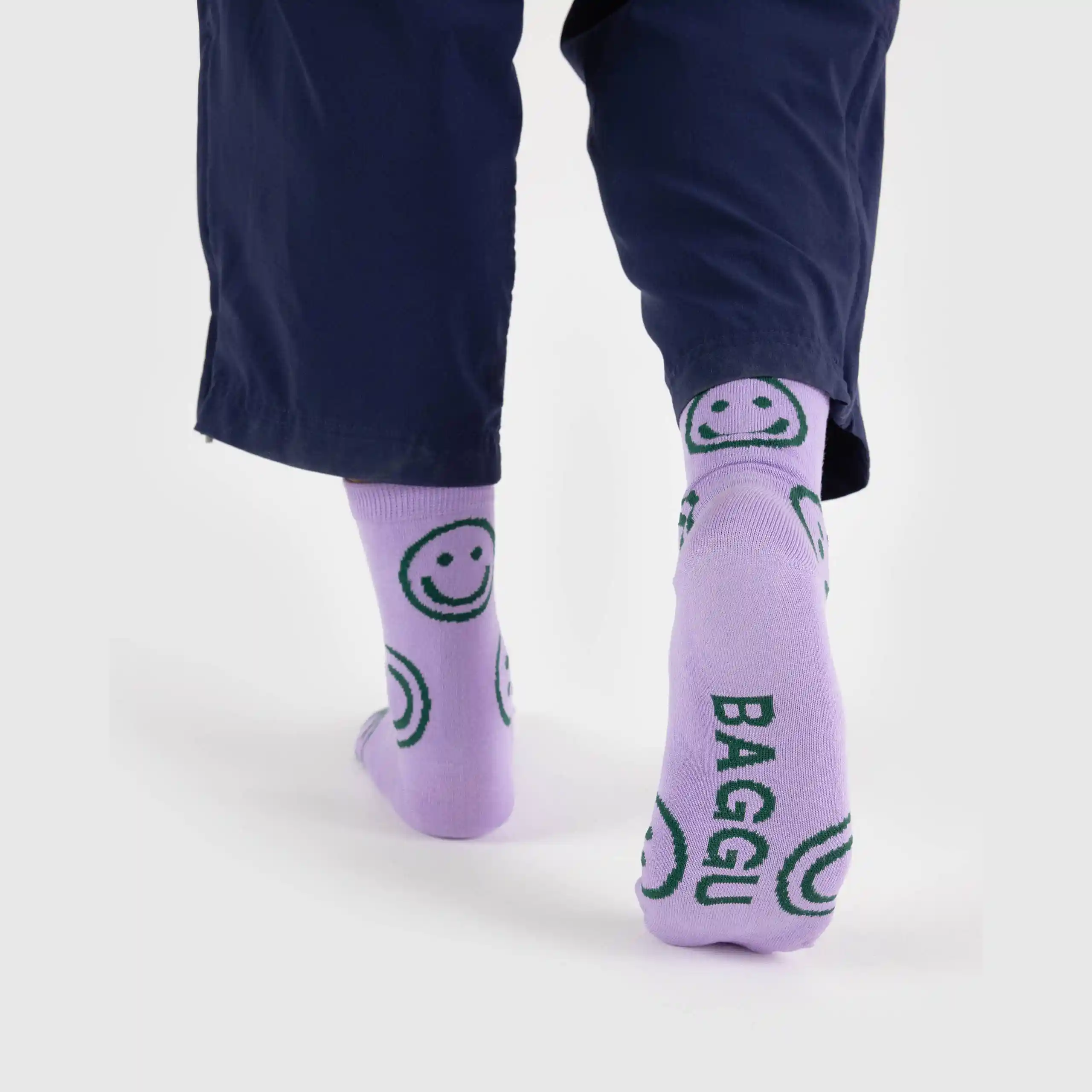 Baggu Womens Crew Sock, lavender happy - Image 4