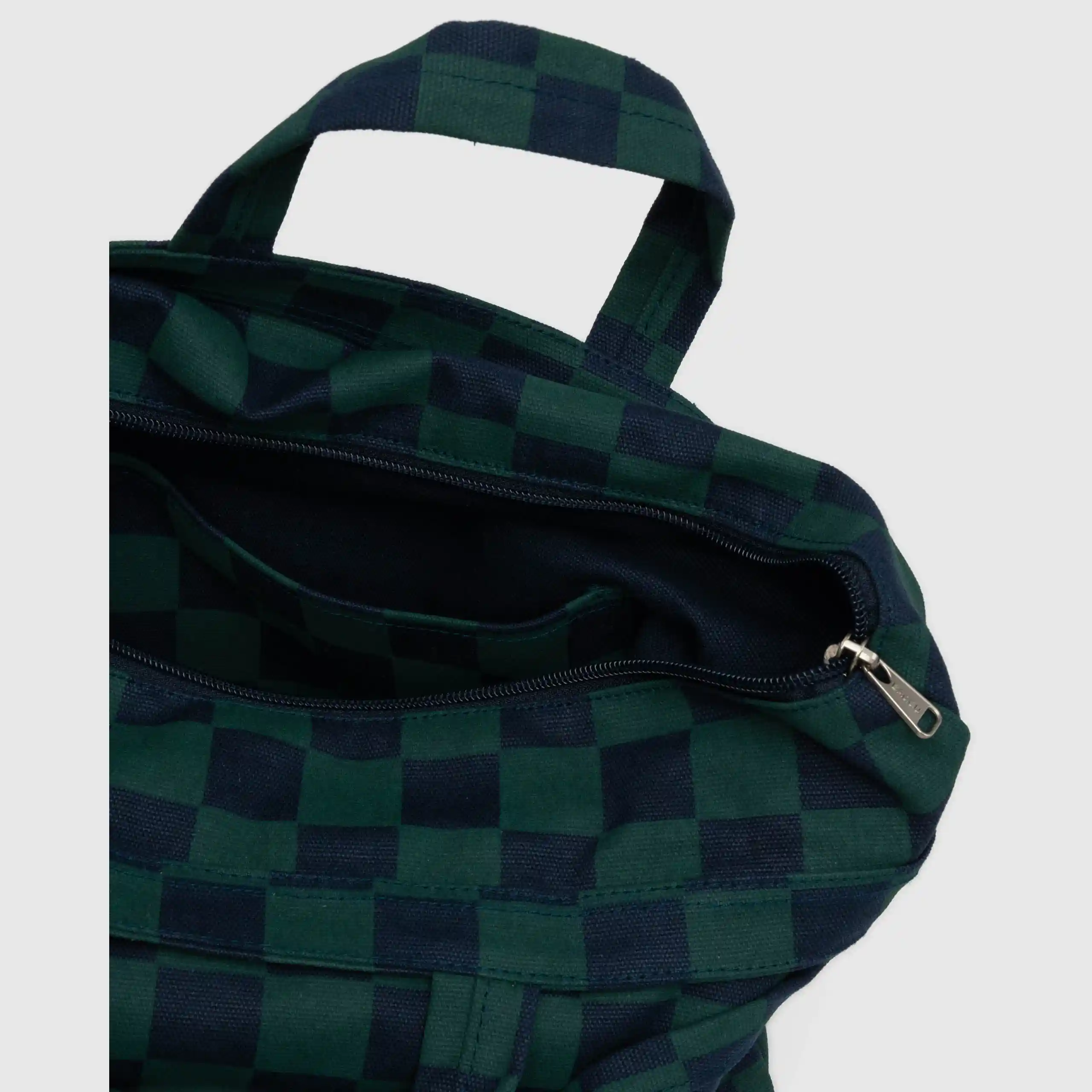 Baggu Horizontal Zip Duck Bag, navy green check - Image 3