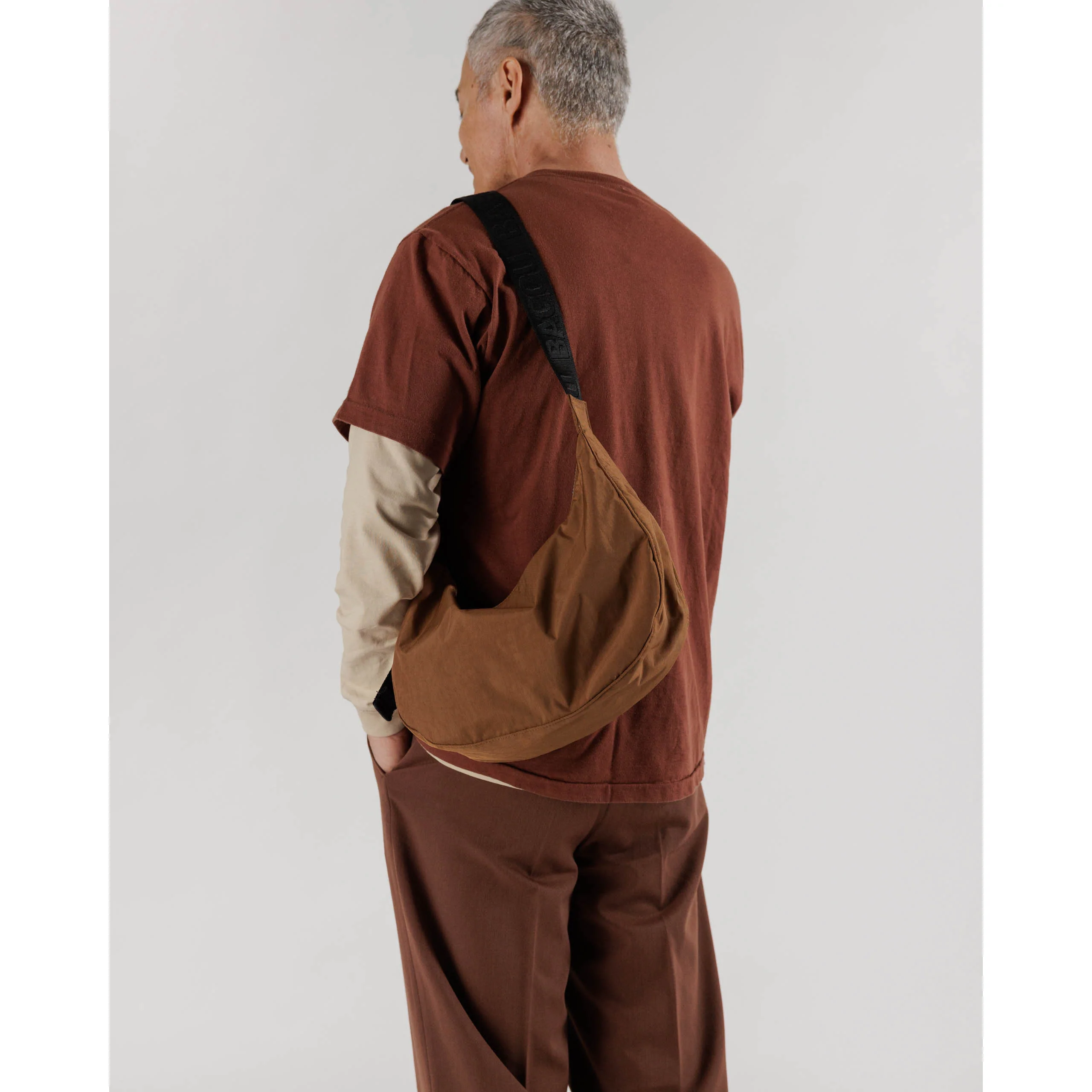 Baggu Medium Nylon Crescent Bag, Brown - Image 2