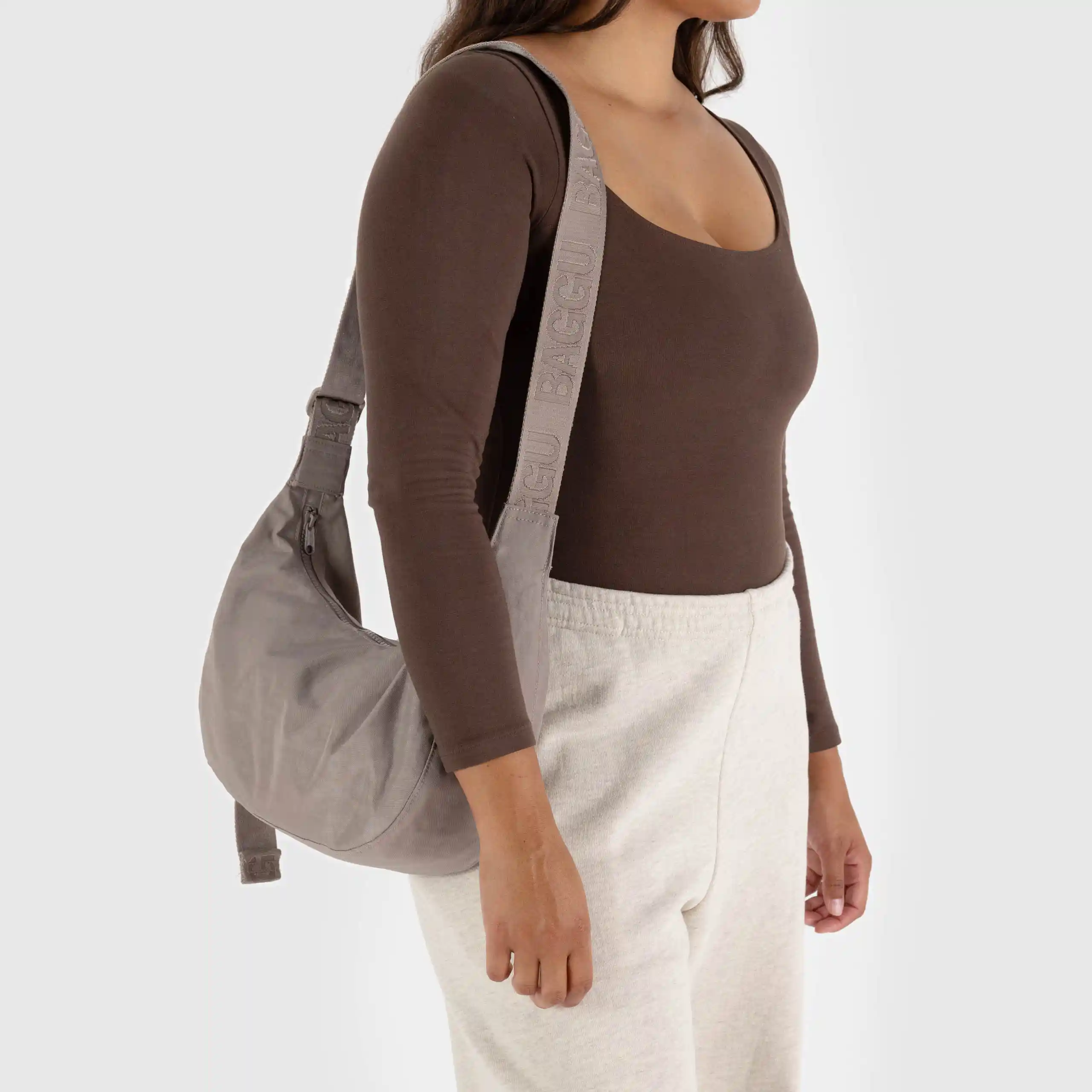 Baggu Medium Nylon Crescent Bag, dove - Image 2