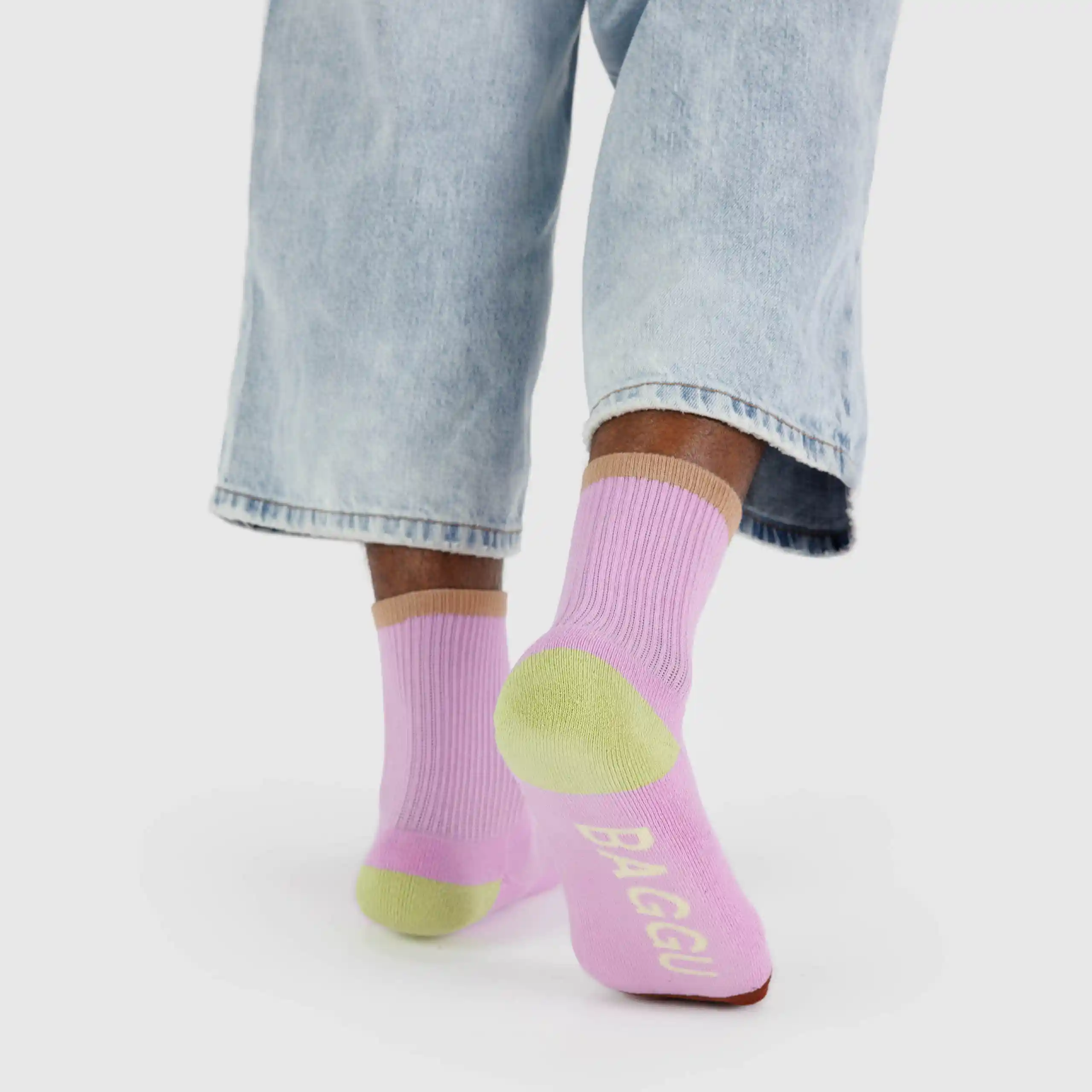 Baggu Womens Ribbed Sock, peony mix (large) - Image 4