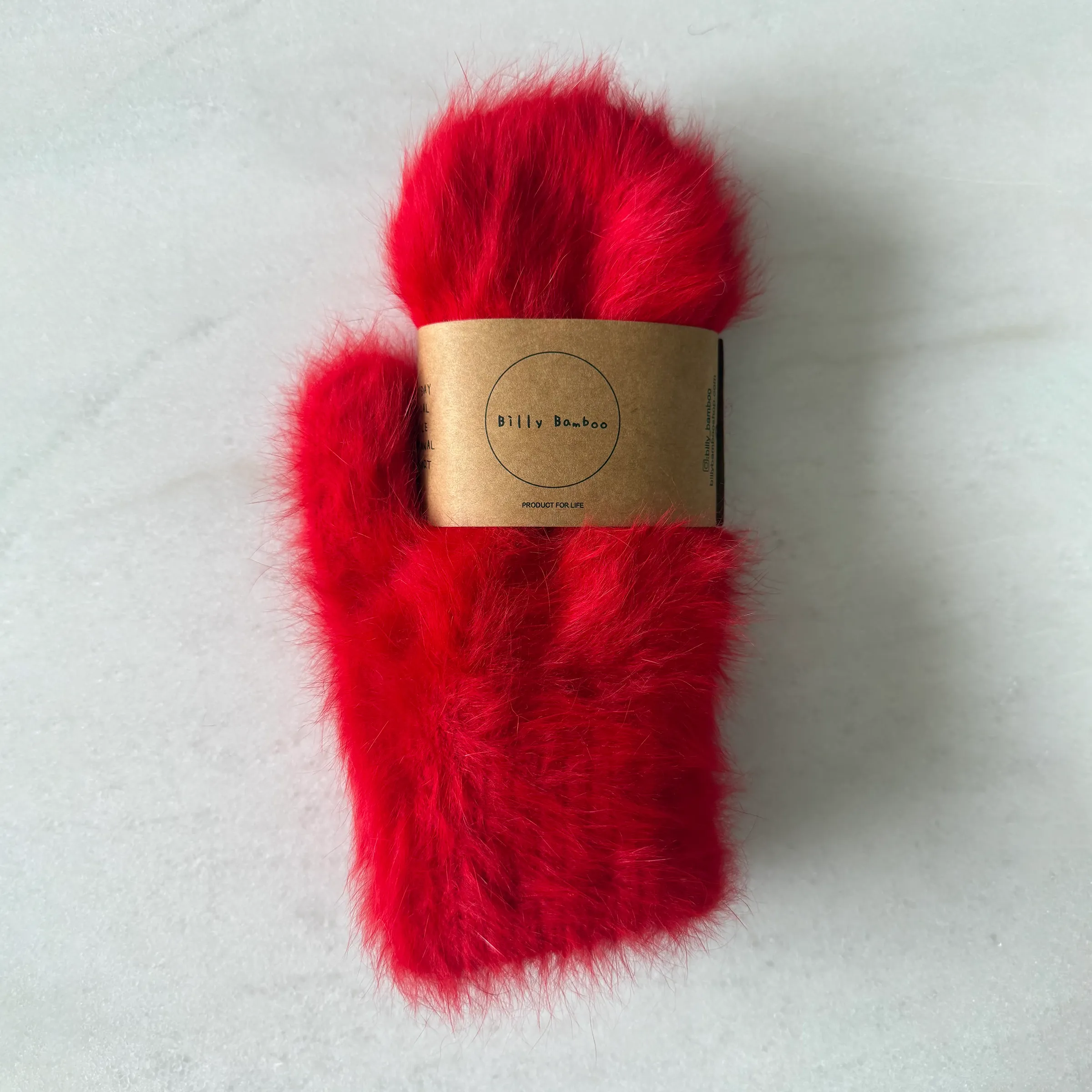 Billy Bamboo Fluffy Angora Mittens, red