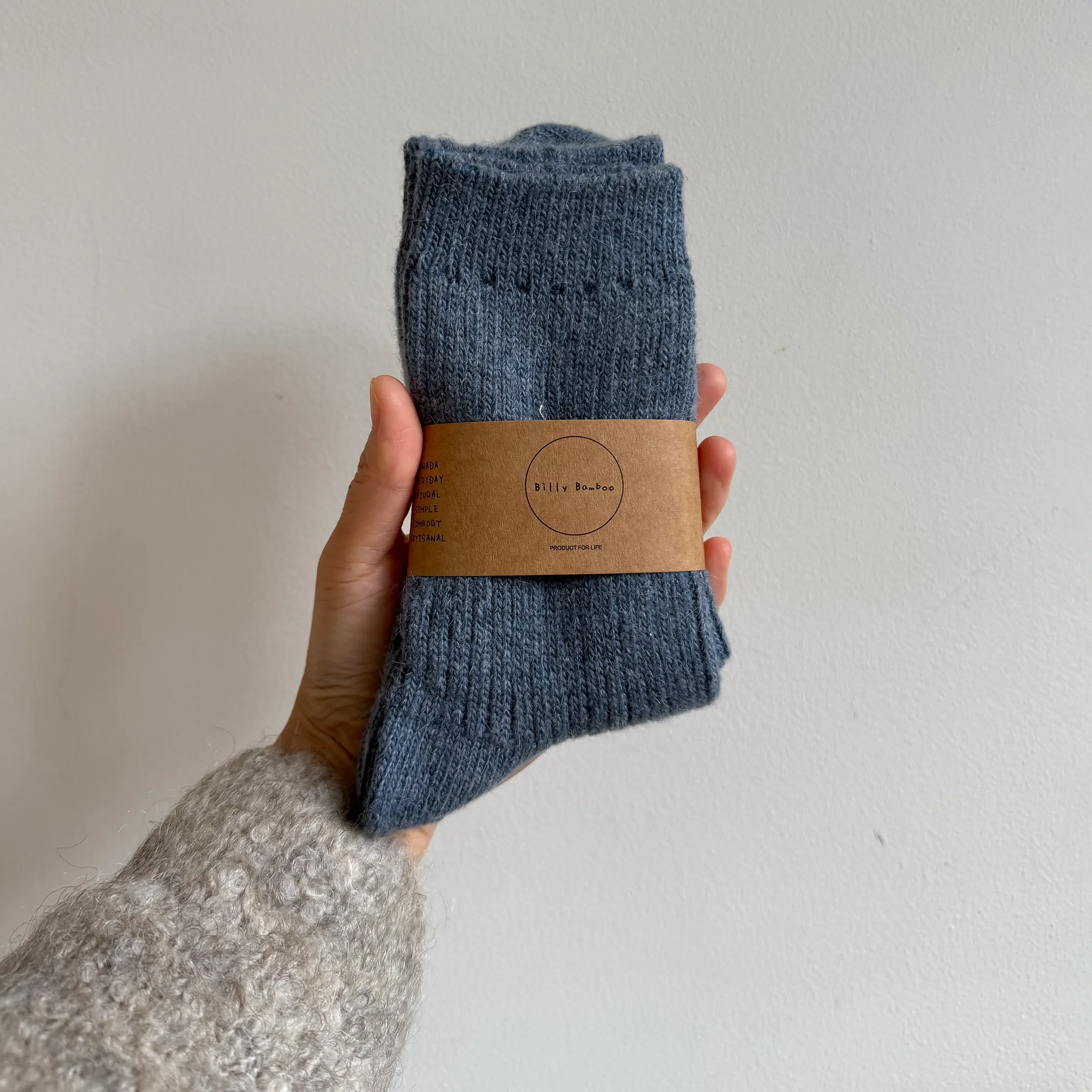Billy Bamboo Iceland Wool Socks Neutral, dusty blue