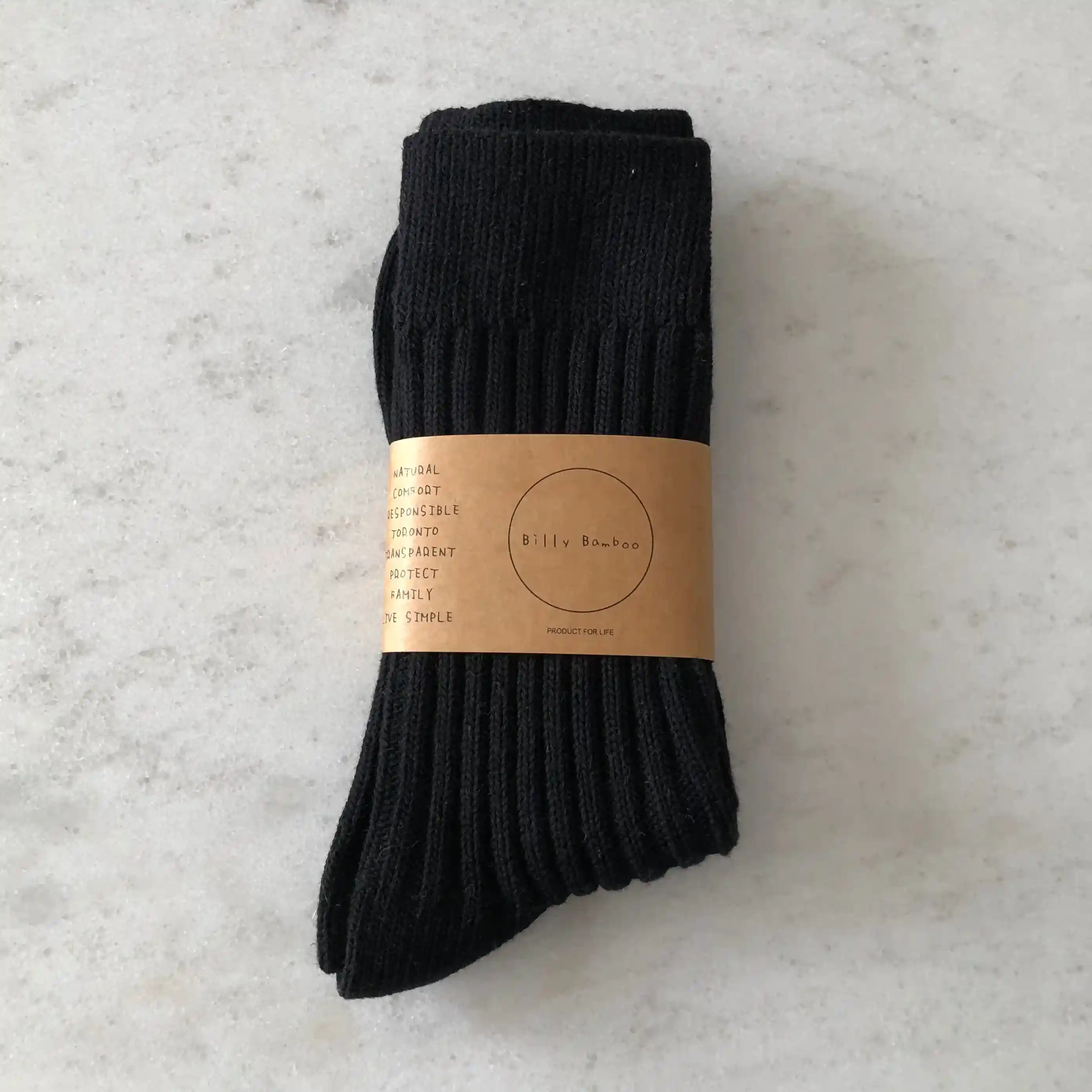 Billy Bamboo Ribbed Cotton High Socks, neutral | black