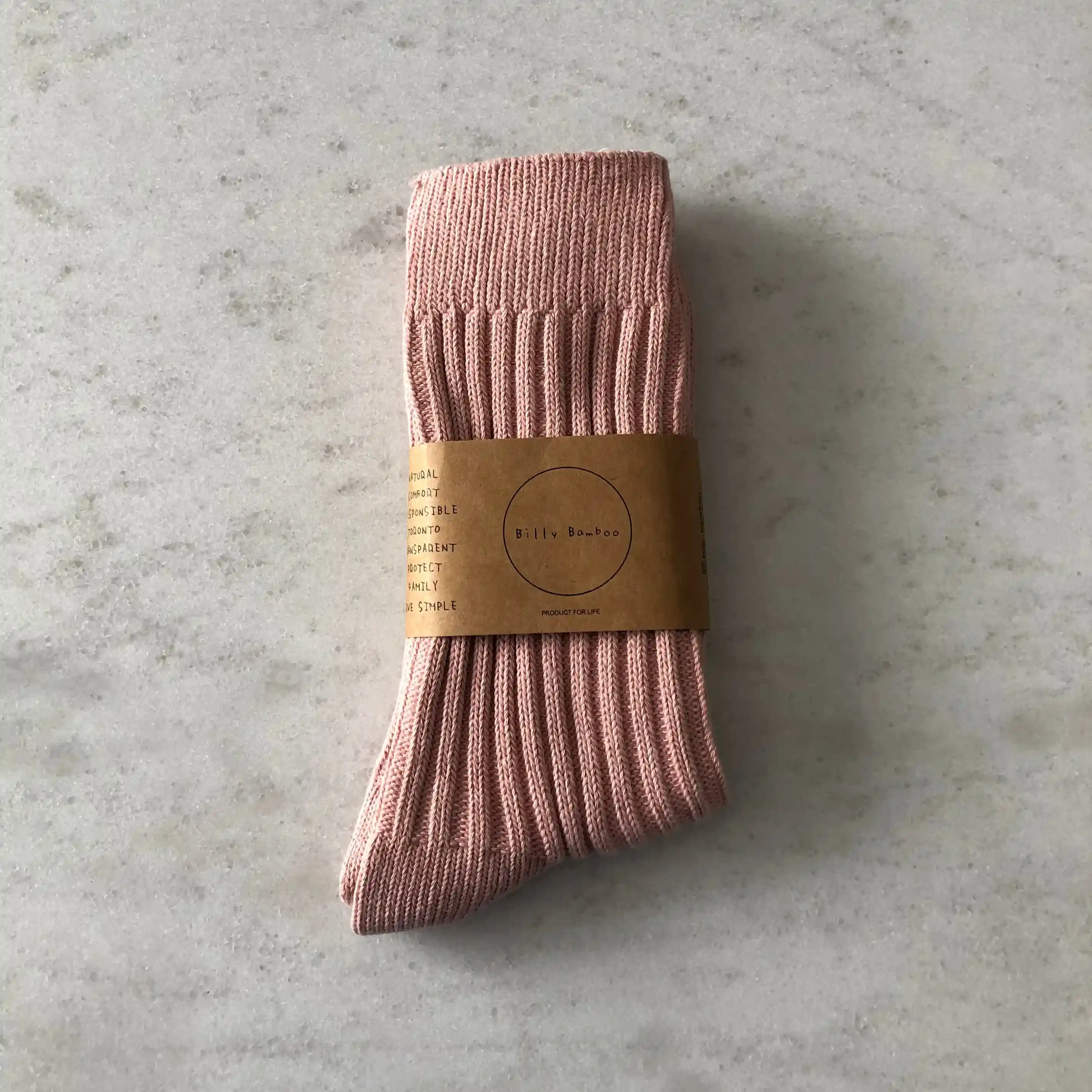 Billy Bamboo Ribbed Cotton High Socks, pastel | lotus pink