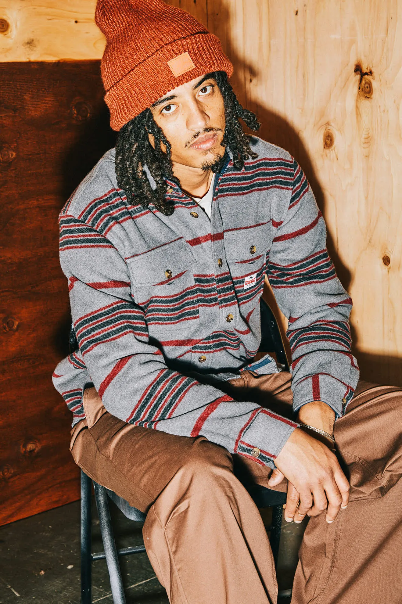 Brixton Altered Threads Overshirt, multi blanket stripe - Image 2