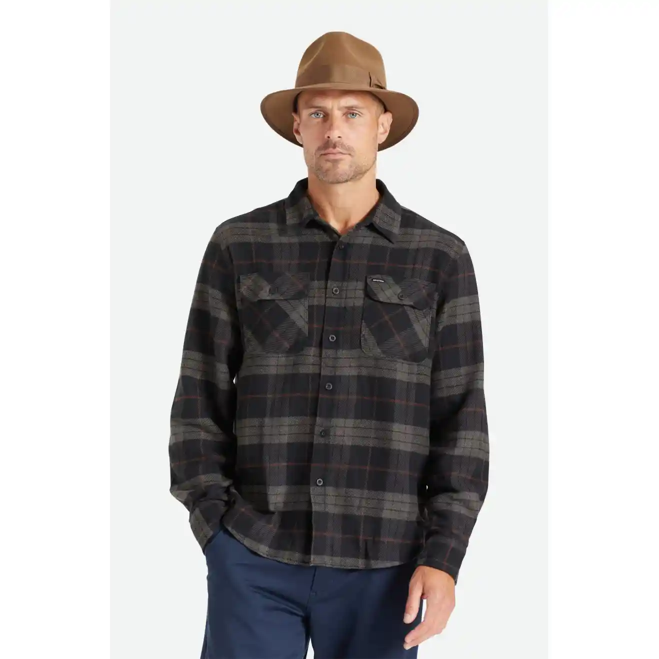 Brixton Bowery Flannel Shirt, black/charcoal - Image 2