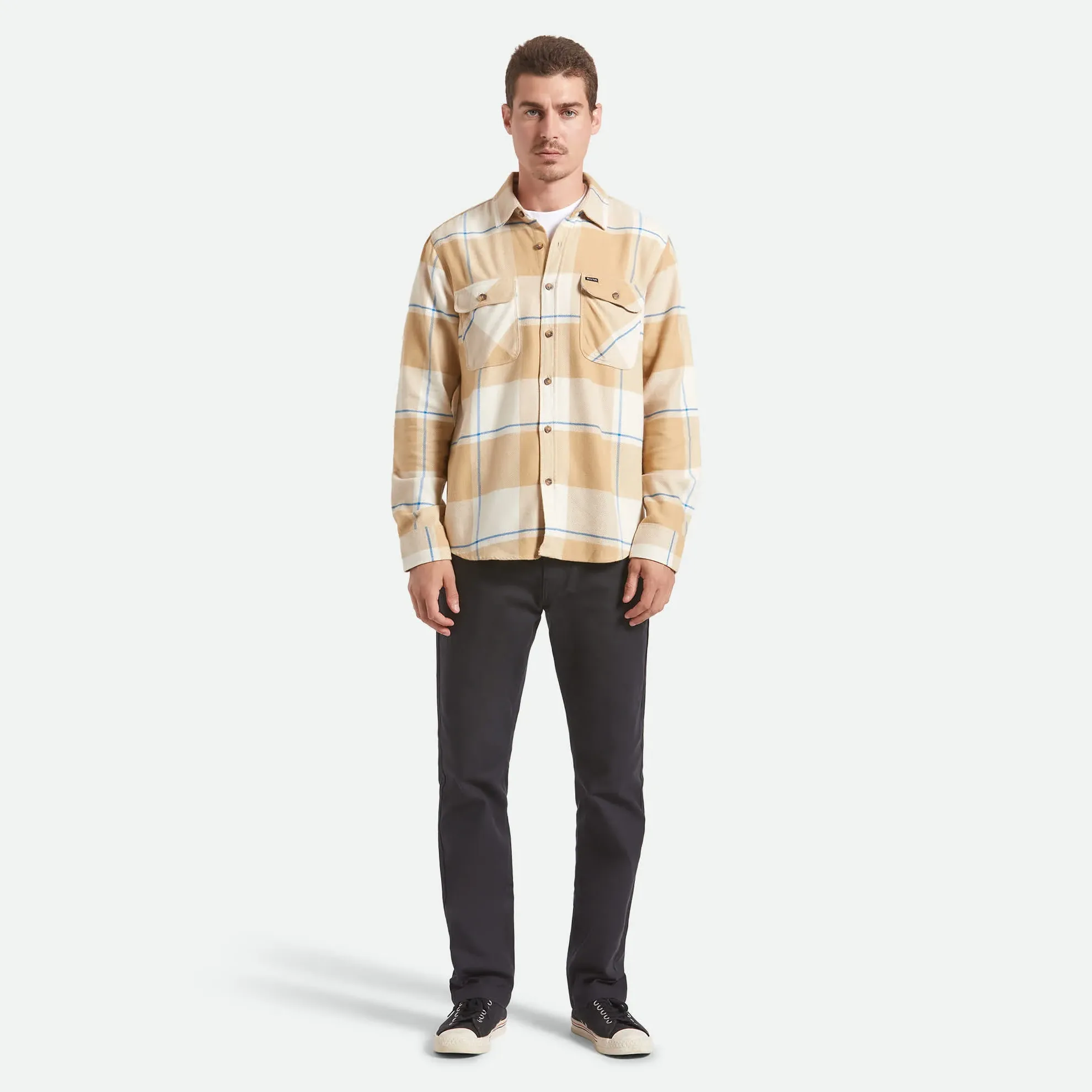 Brixton Bowery Flannel, whitecap/sand/cyber blue - Image 4