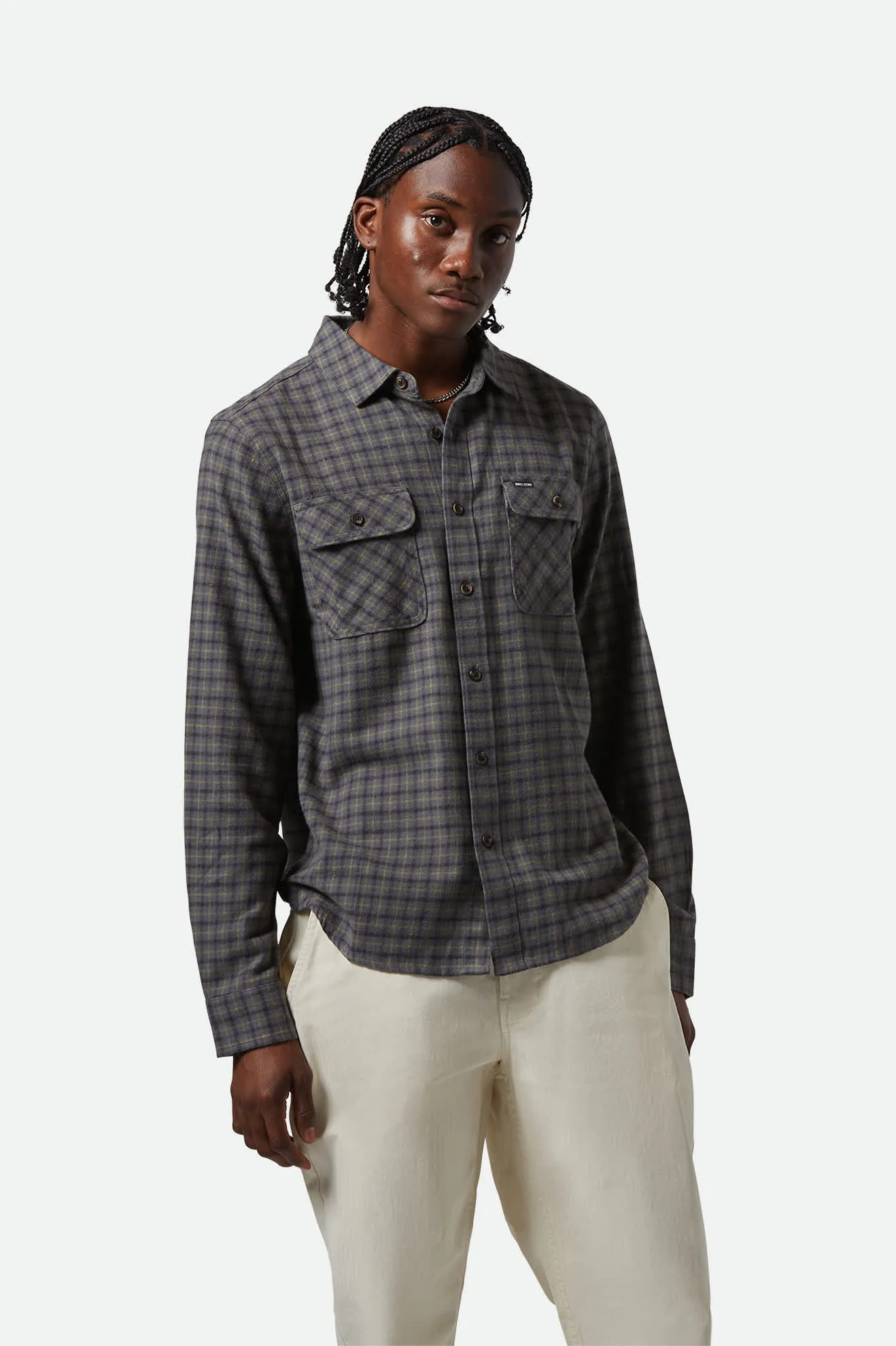 Brixton Bowery Lightweight Ultra Flannel Shirt, charcoal/ray flower/black - Image 2