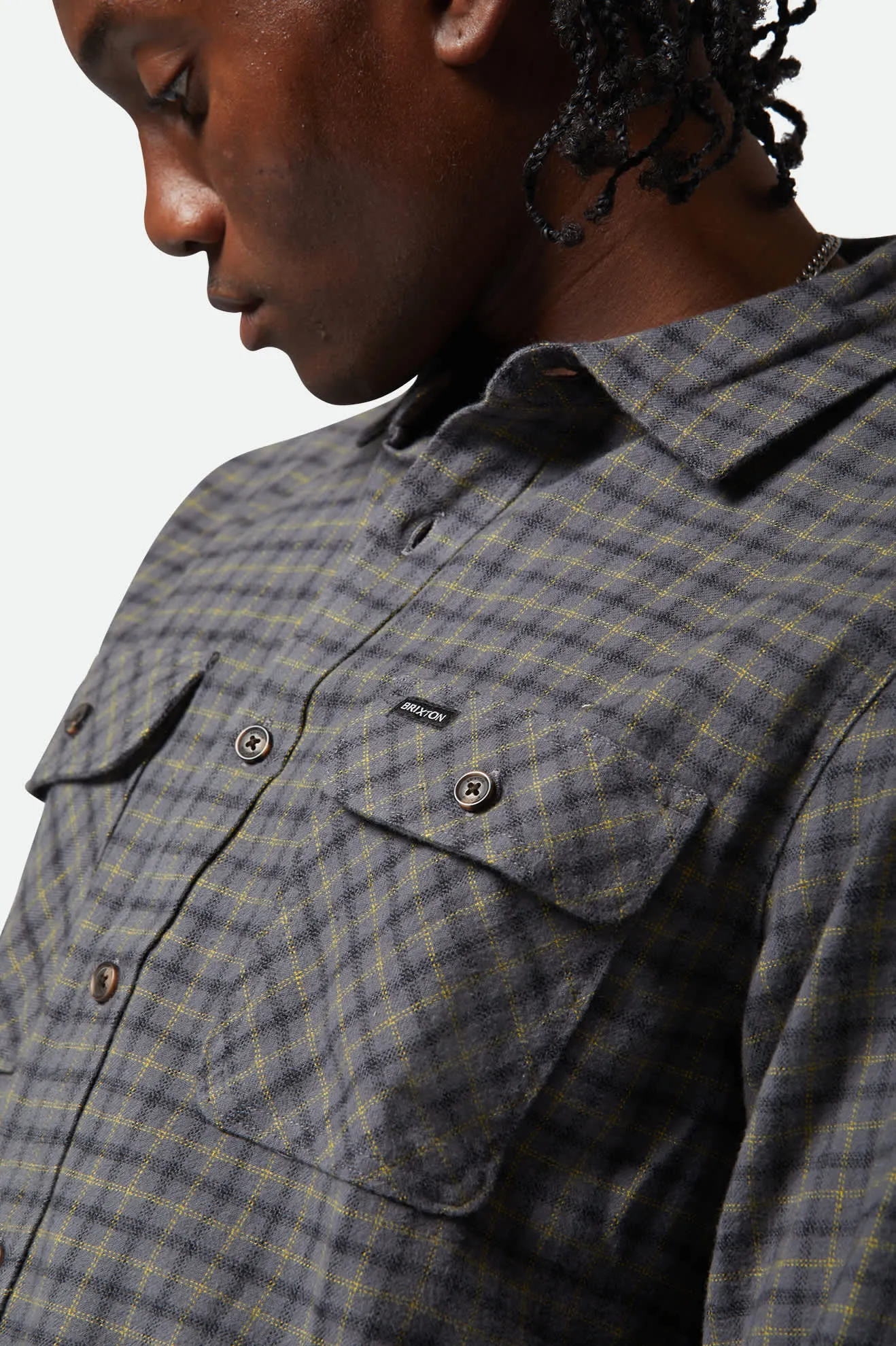 Brixton Bowery Lightweight Ultra Flannel Shirt, charcoal/ray flower/black - Image 3