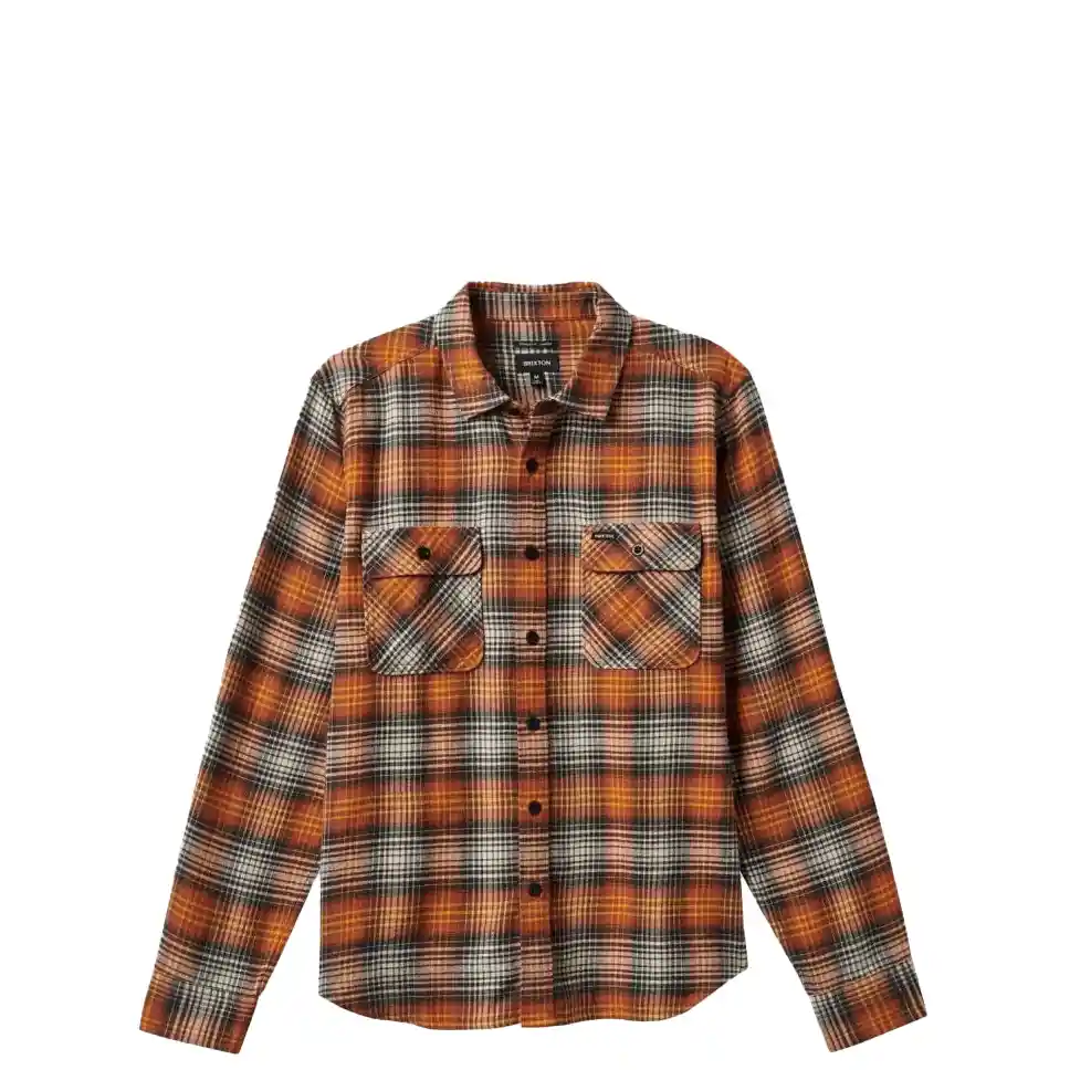 Brixton Bowery Lightweight Ultra Flannel, terracotta/black