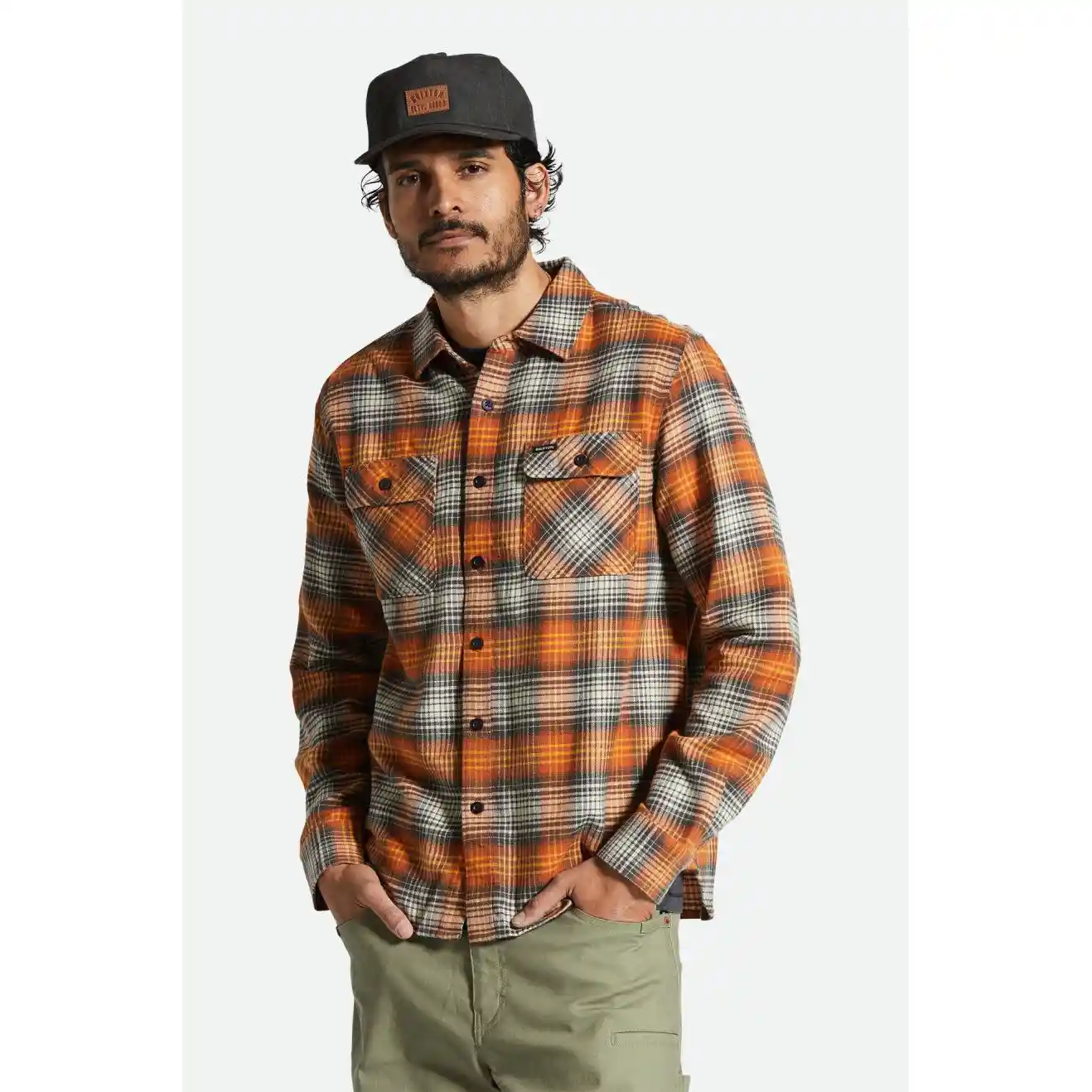 Brixton Bowery Lightweight Ultra Flannel, terracotta/black - Image 2