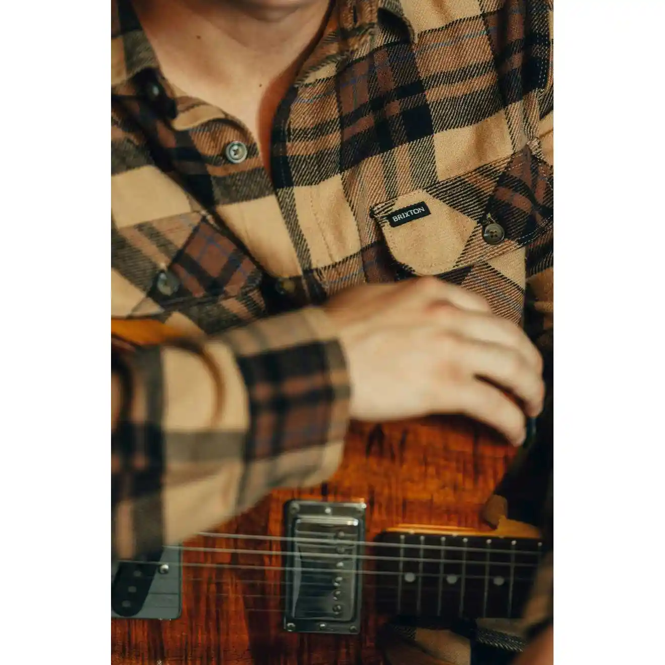 Brixton Bowery Long Sleeve Flannel, tiger's eye/pinecone brown/was - Image 6