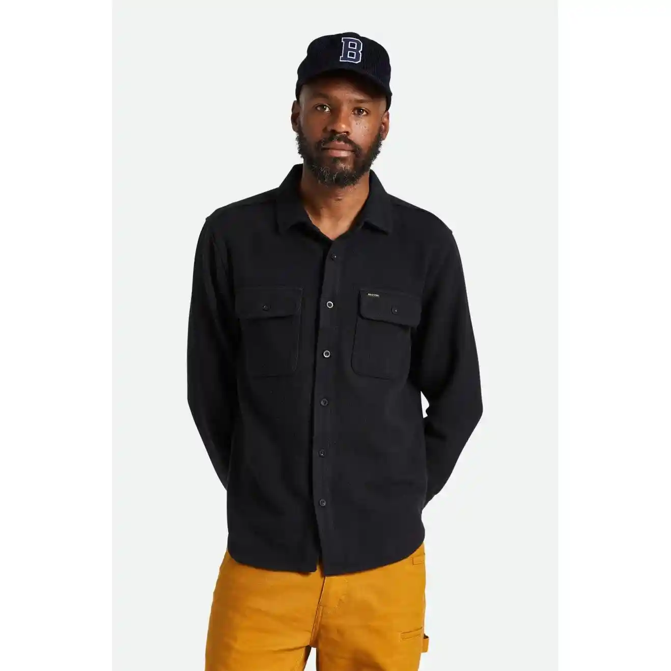 Brixton Bowery Textured Twill Overshirt, black - Image 2