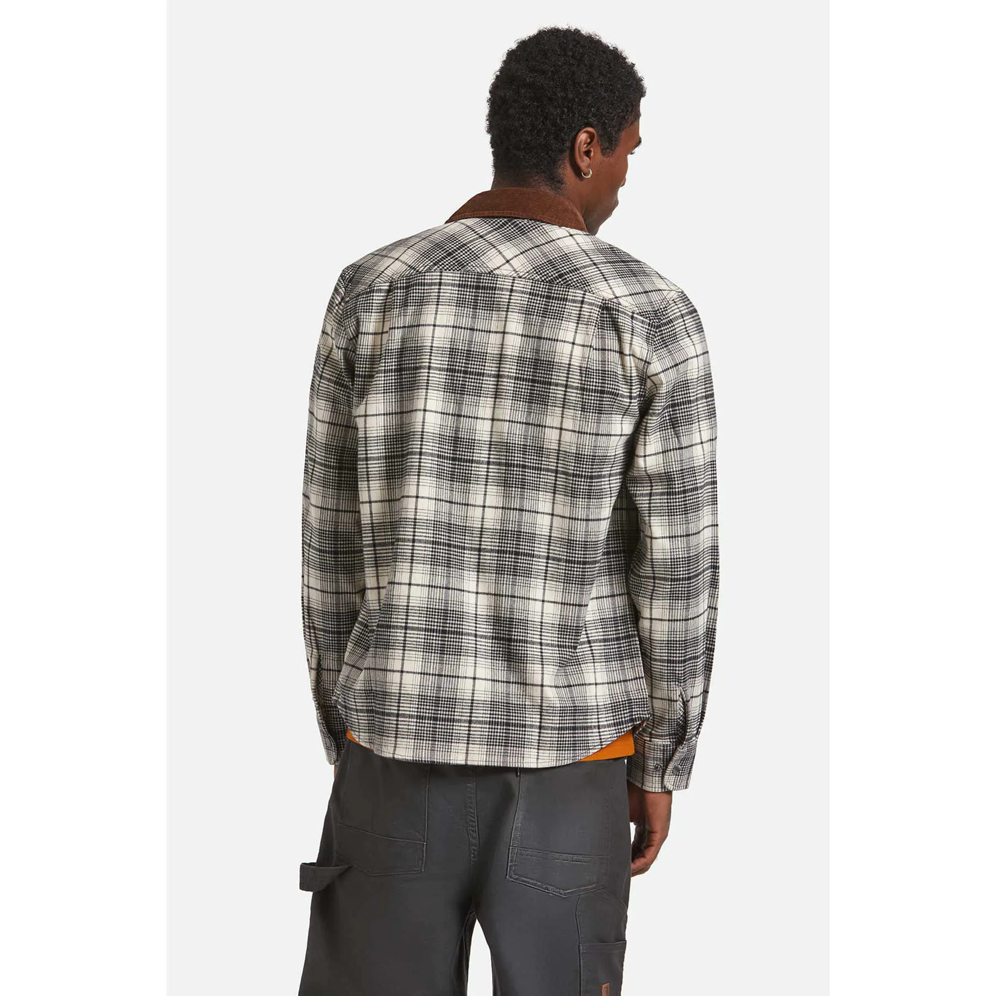 Brixton Builders Bowery Perf Flannel, off white/black - Image 4