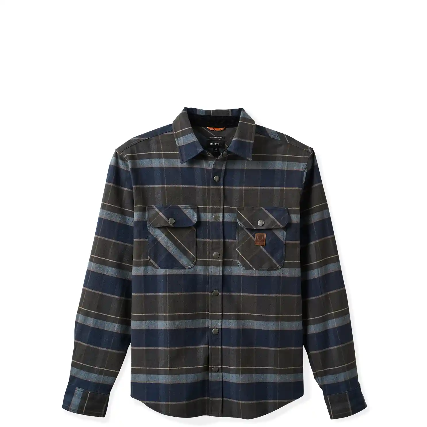Brixton Builders Bowery Stretch Water Resistant Flannel, washed navy/black/coronet blue