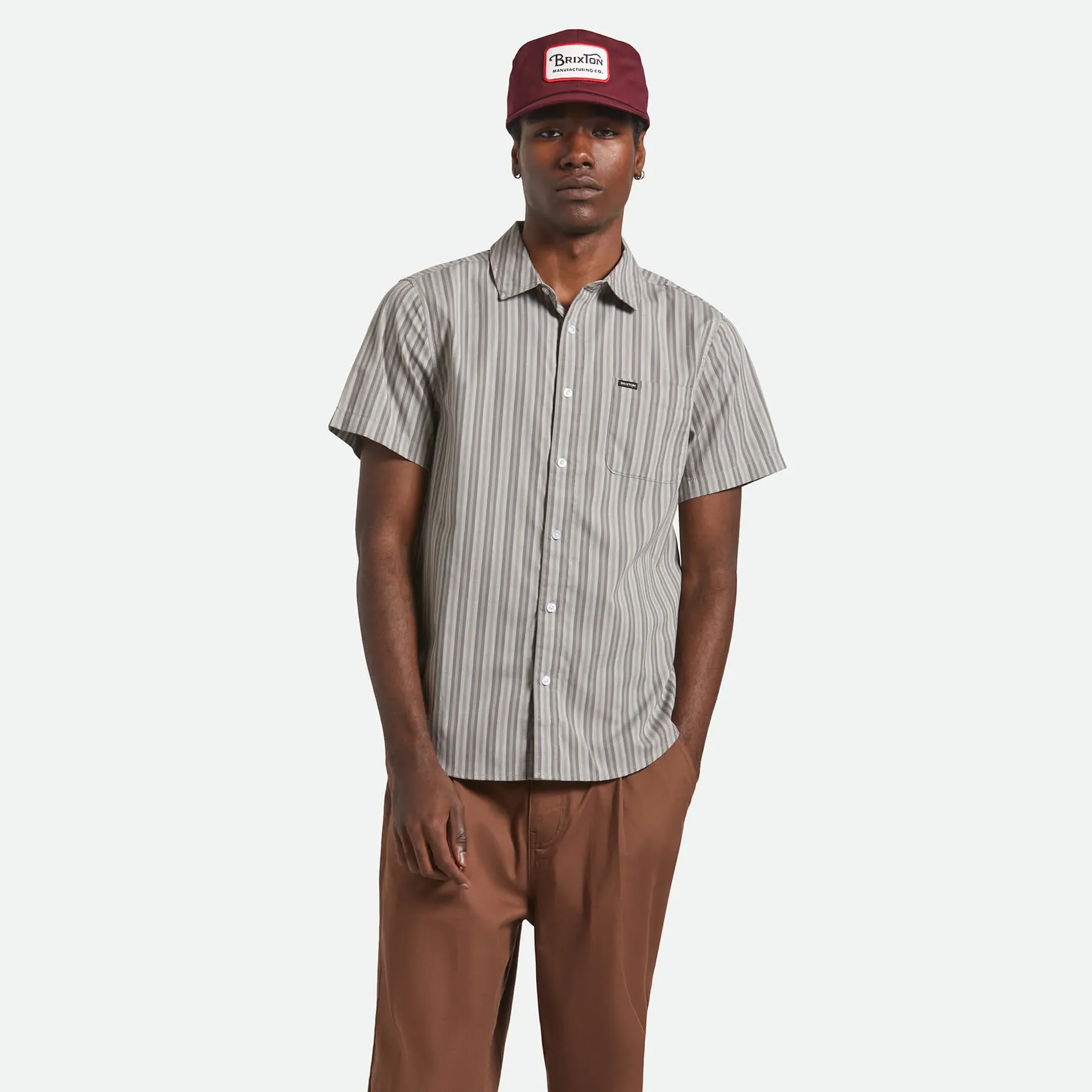 Brixton Charter Print Short Sleeve Woven Shirt, charcoal grey - Image 2