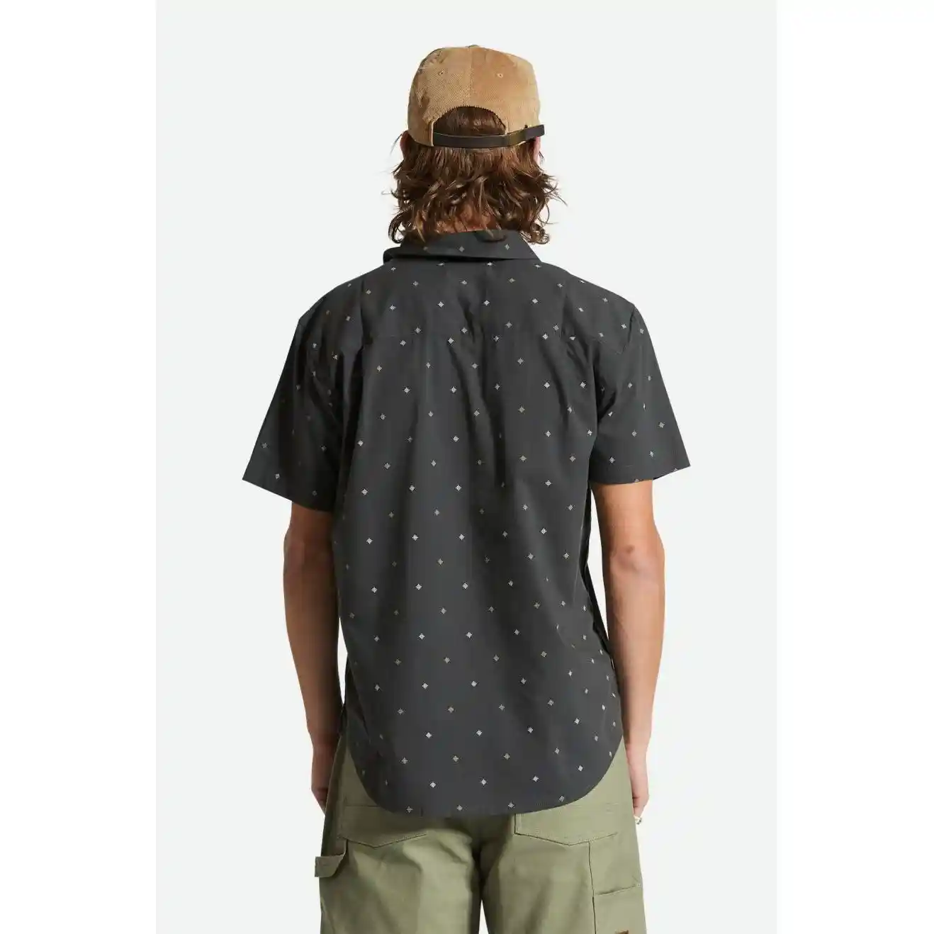 Brixton Charter Print Short Sleeve Woven Shirt, washed black pyramid - Image 3