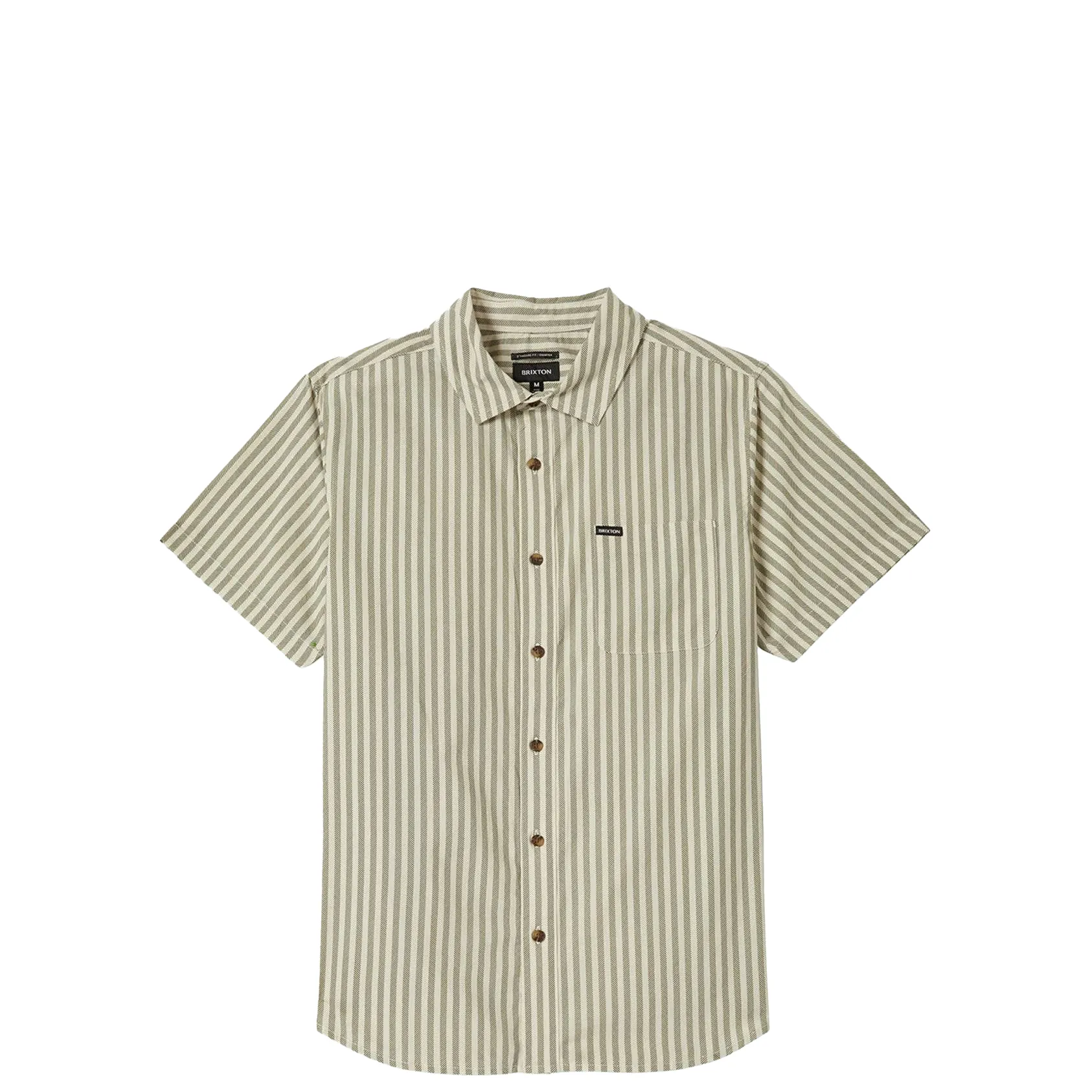 Brixton Charter Print Short Sleeve Woven, whitecap/ivy green stripe