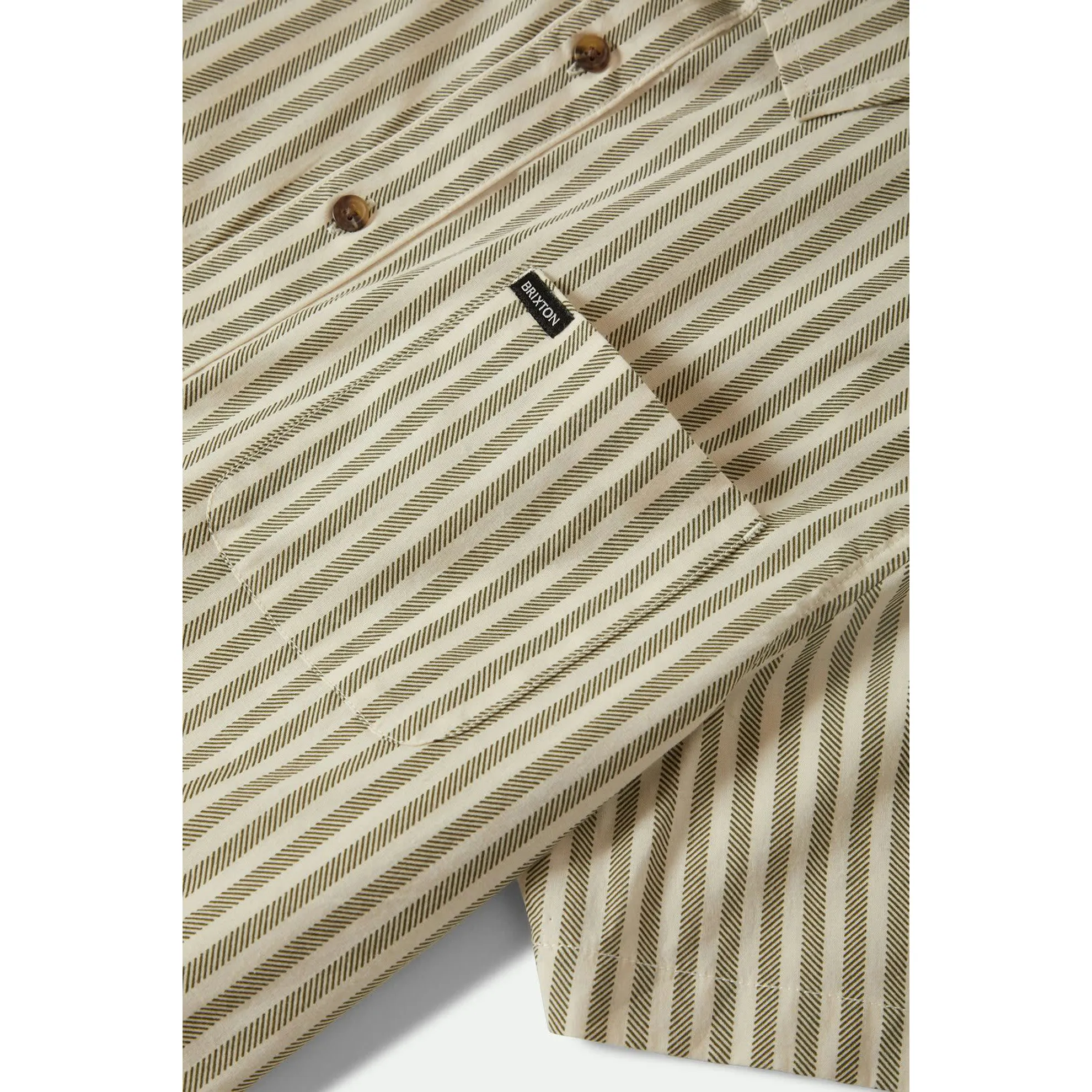 Brixton Charter Print Short Sleeve Woven, whitecap/ivy green stripe - Image 6