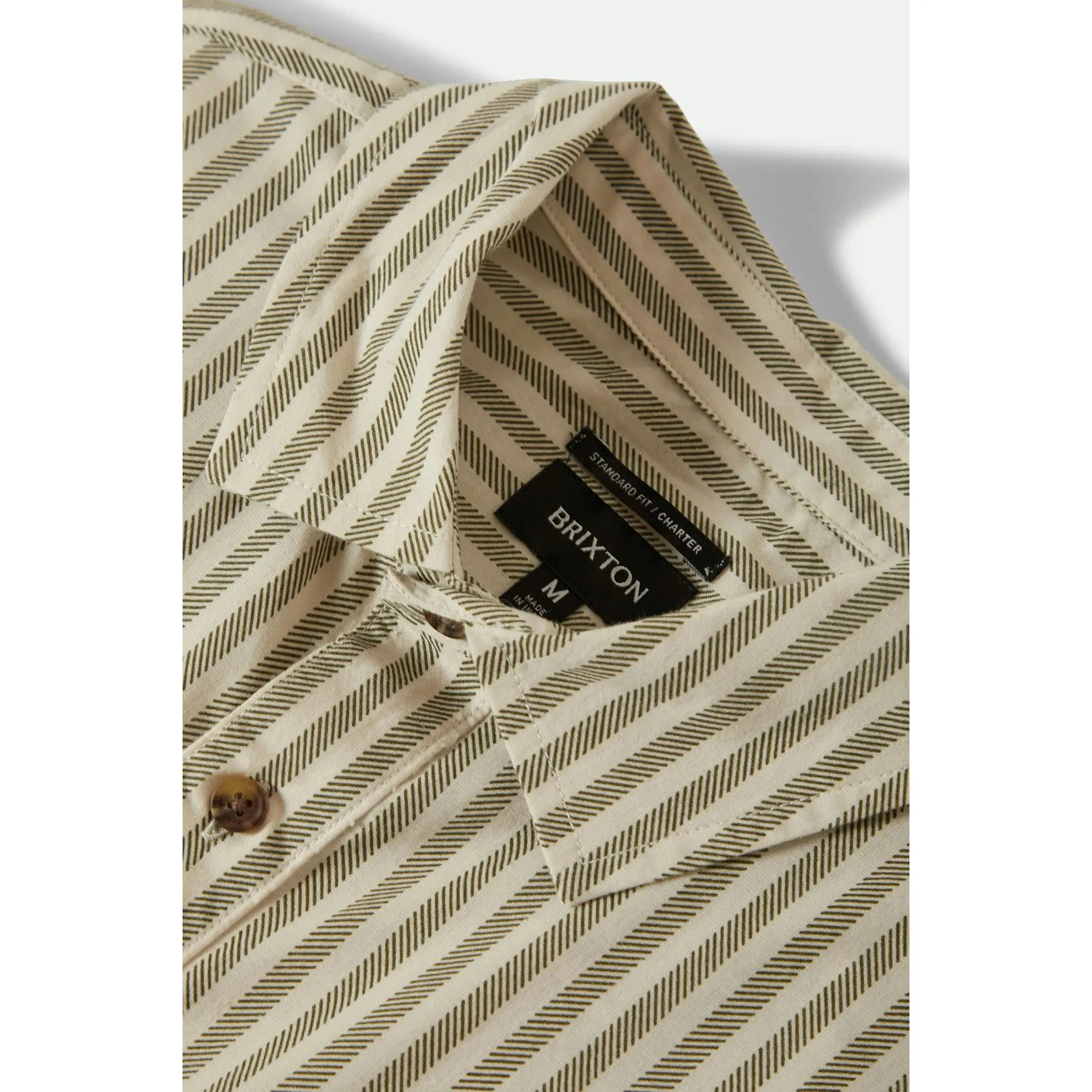 Brixton Charter Print Short Sleeve Woven, whitecap/ivy green stripe - Image 7