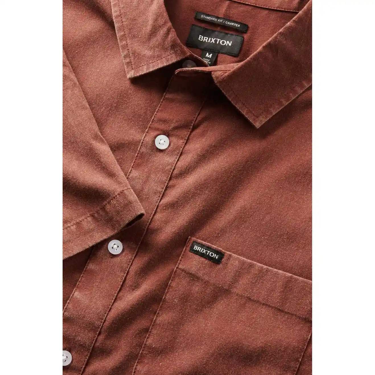 Brixton Charter Sol Wash Short Sleeve Woven, sepia sol wash - Image 3