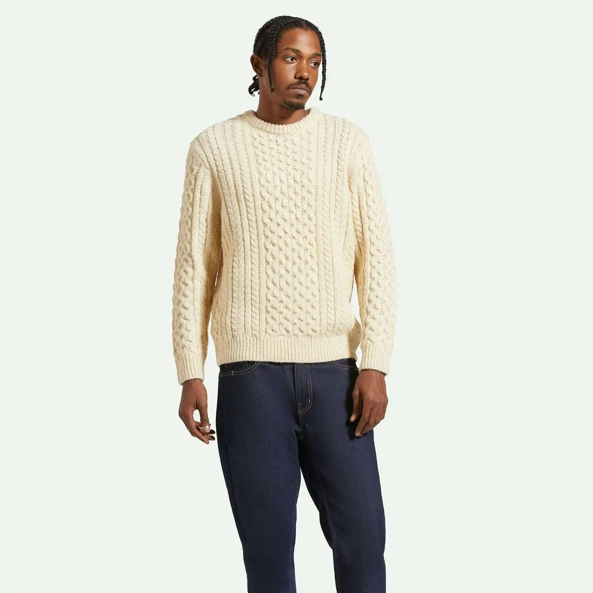 Brixton Classic Fisherman's Sweater, oatmeal - Image 2