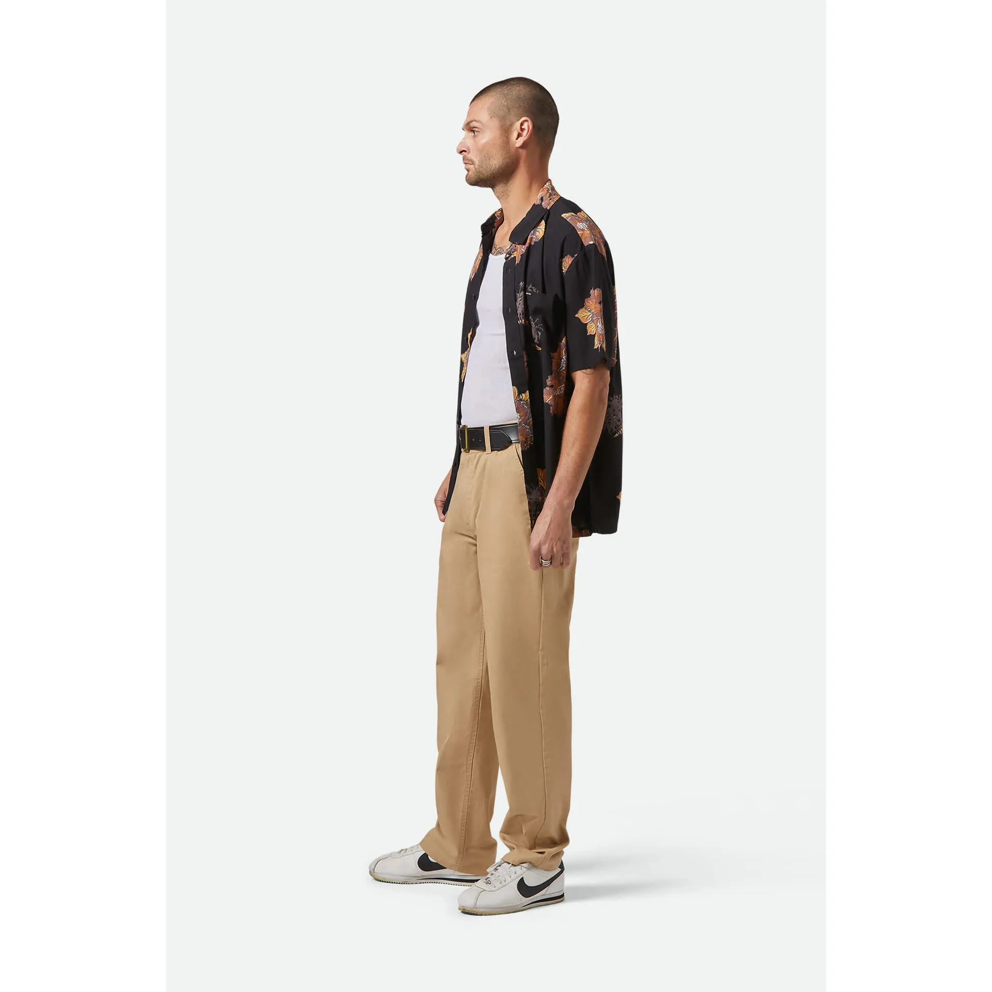Brixton Cru Print Short Sleeve Woven, washed black/charcoal floral - Image 5