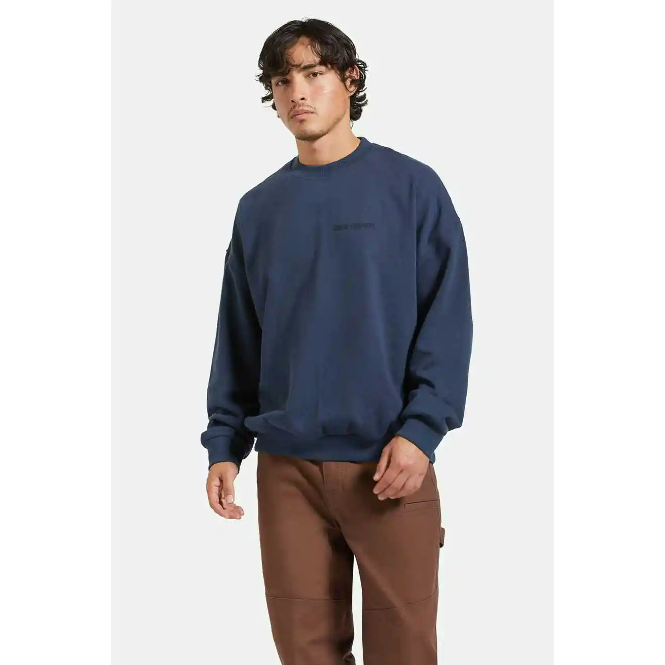 Brixton Embroidered Heavy Weight Crew, washed navy - Image 2