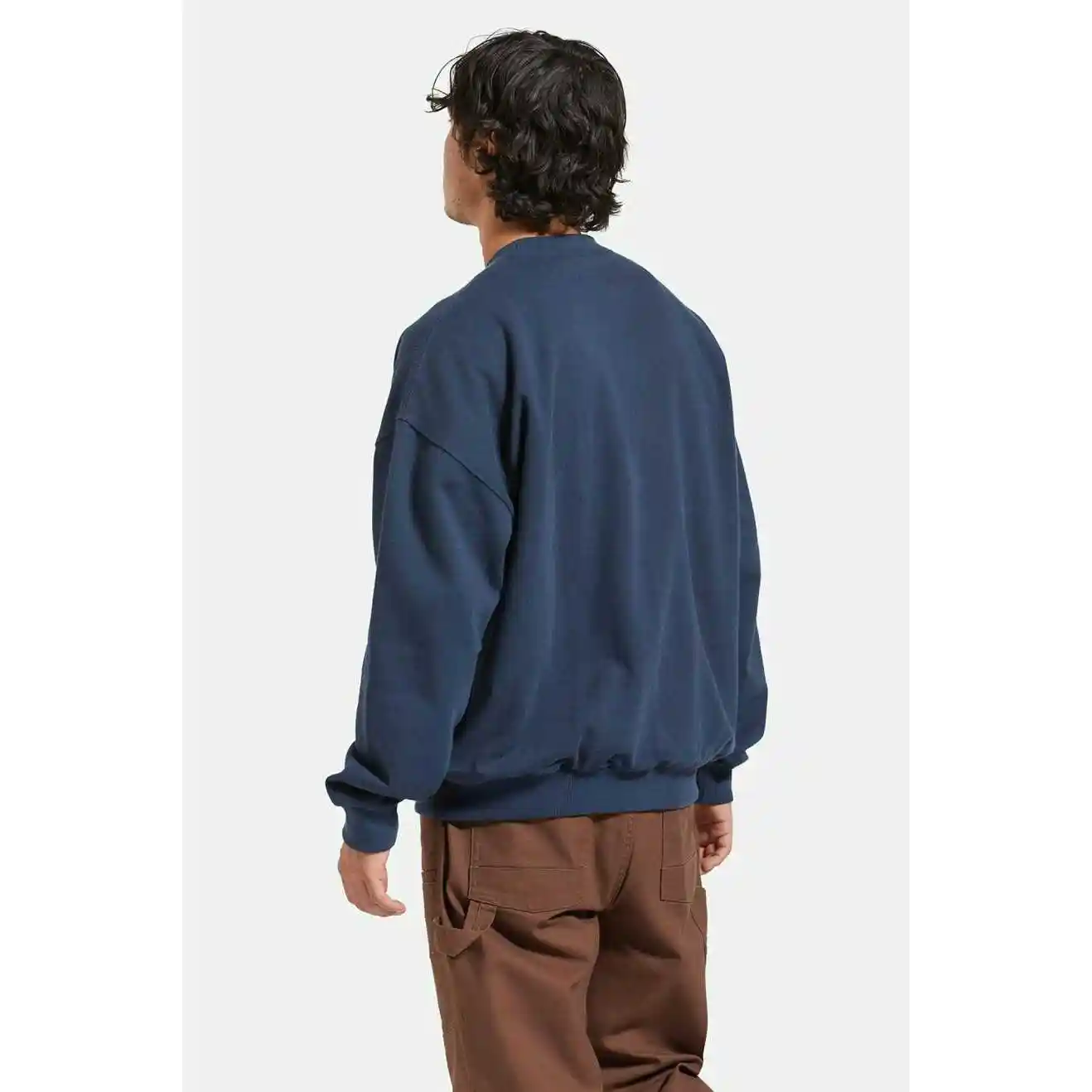 Brixton Embroidered Heavy Weight Crew, washed navy - Image 3