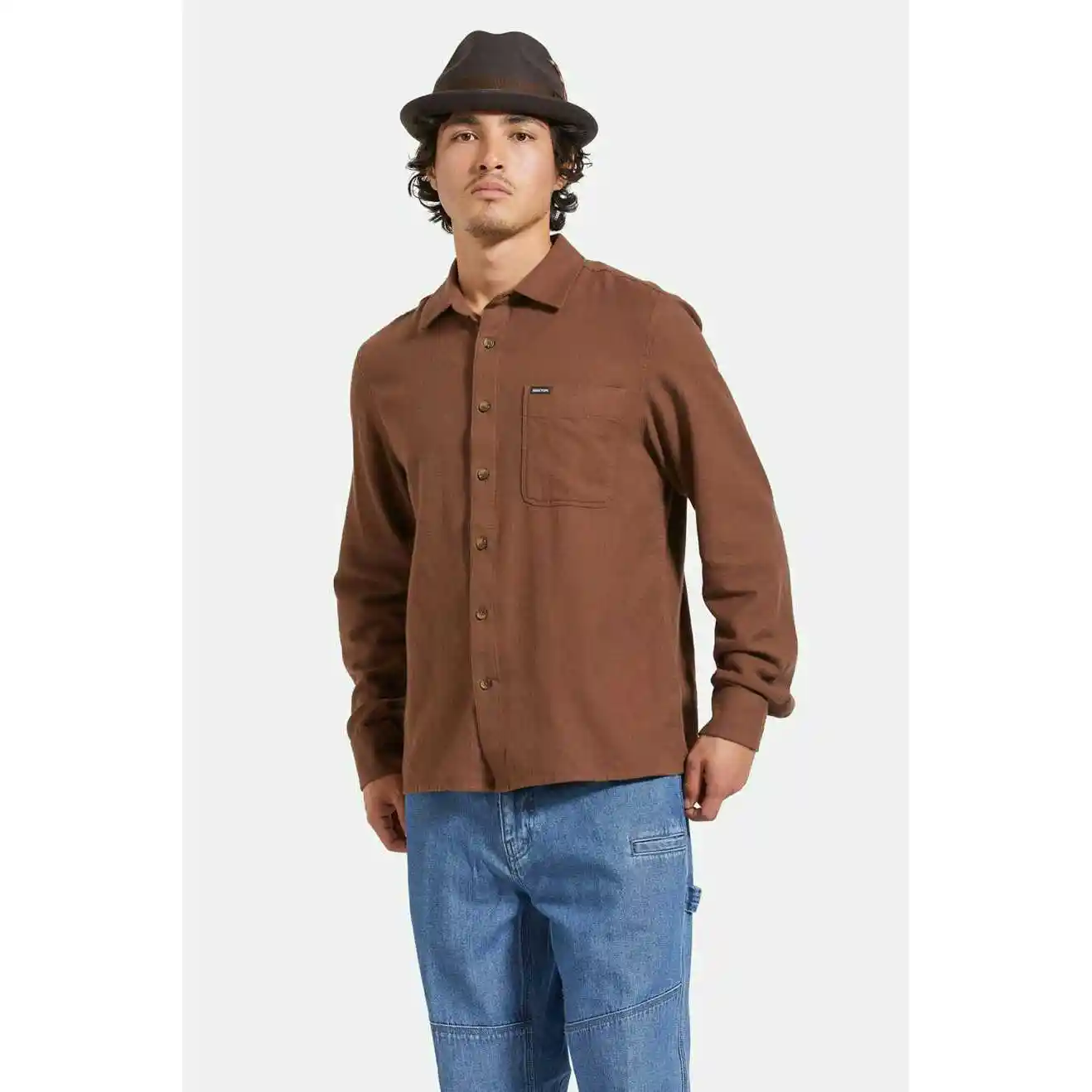 Brixton Hasting Light Weight Flannel, pinecone brown - Image 3