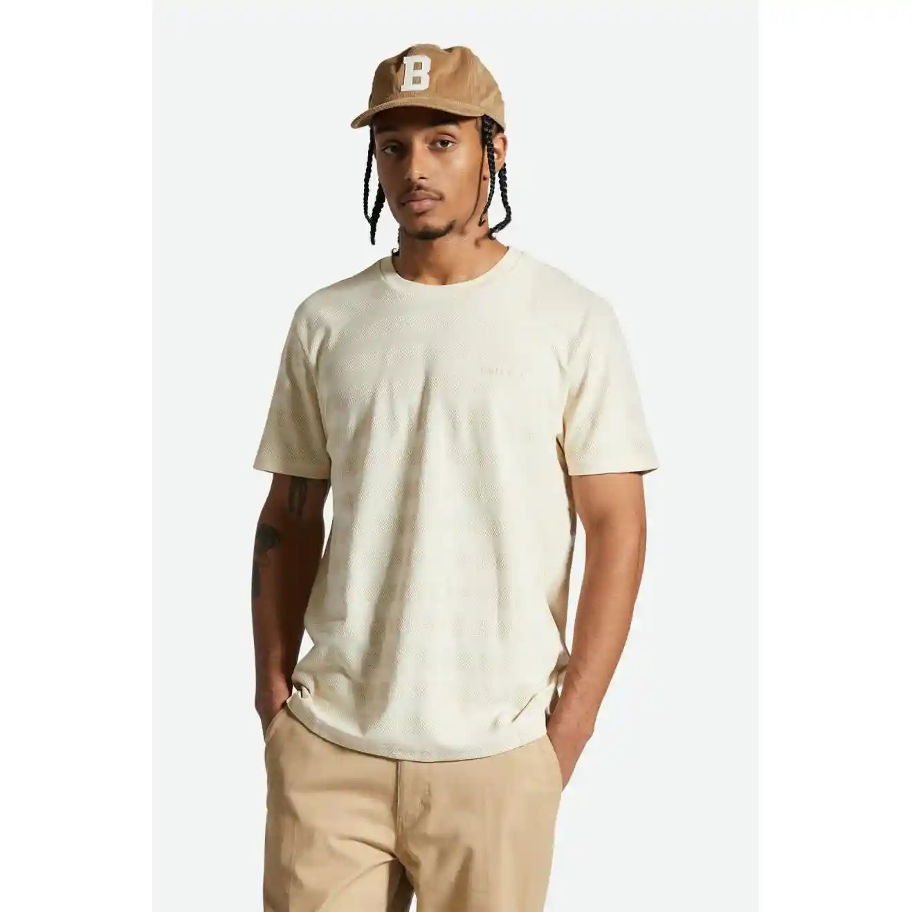 Brixton The City Jaquard Striped Tee, whitecap - Image 2