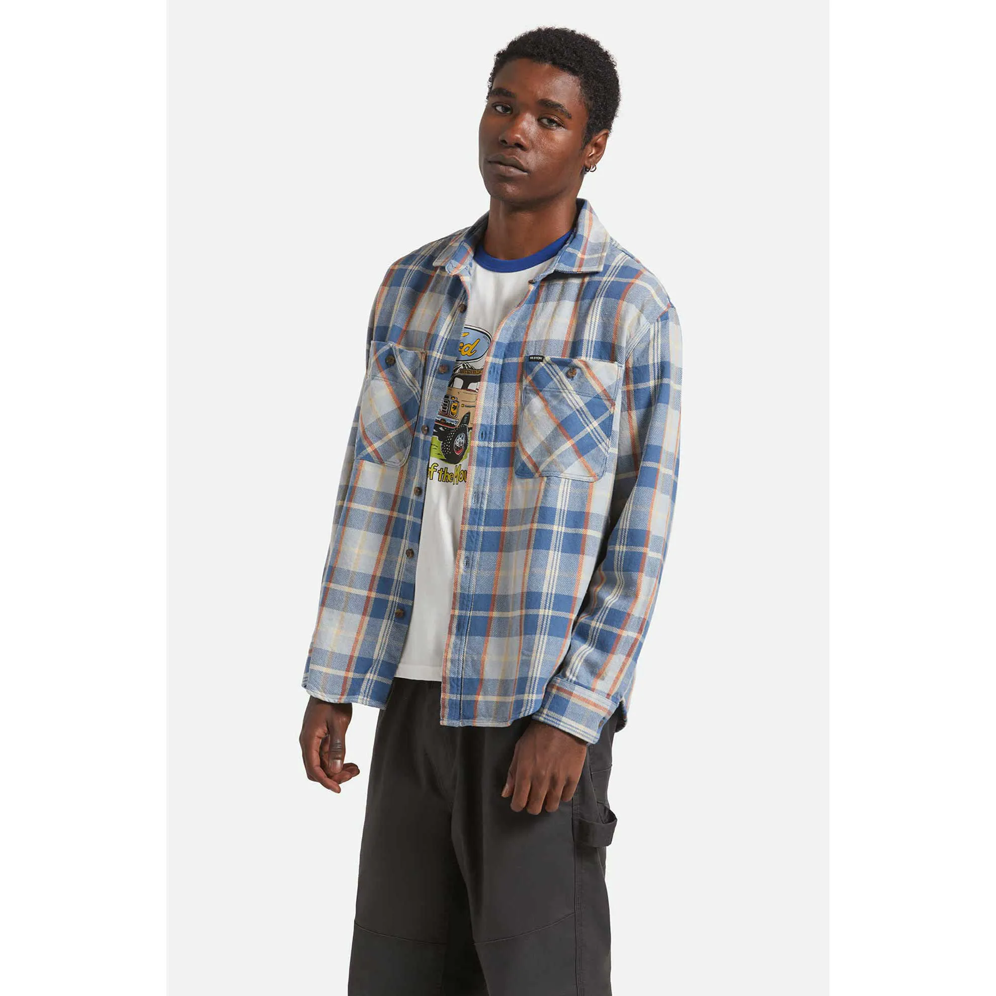 Brixton Vintage Wash Flannel, blue/soft blue/orange - Image 2