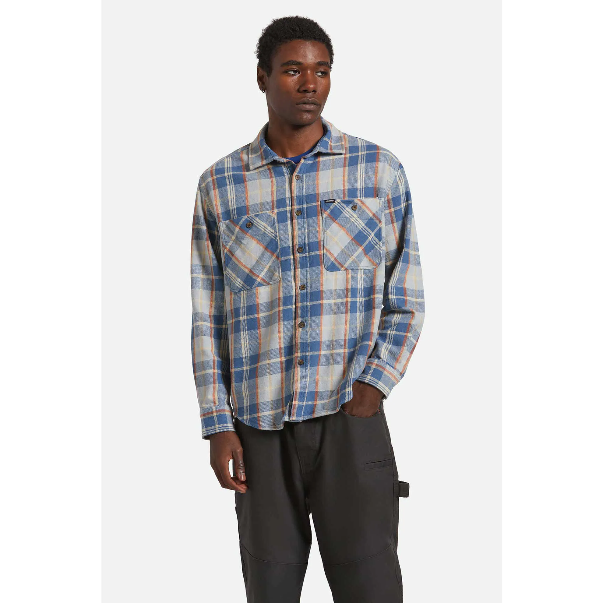 Brixton Vintage Wash Flannel, blue/soft blue/orange - Image 3