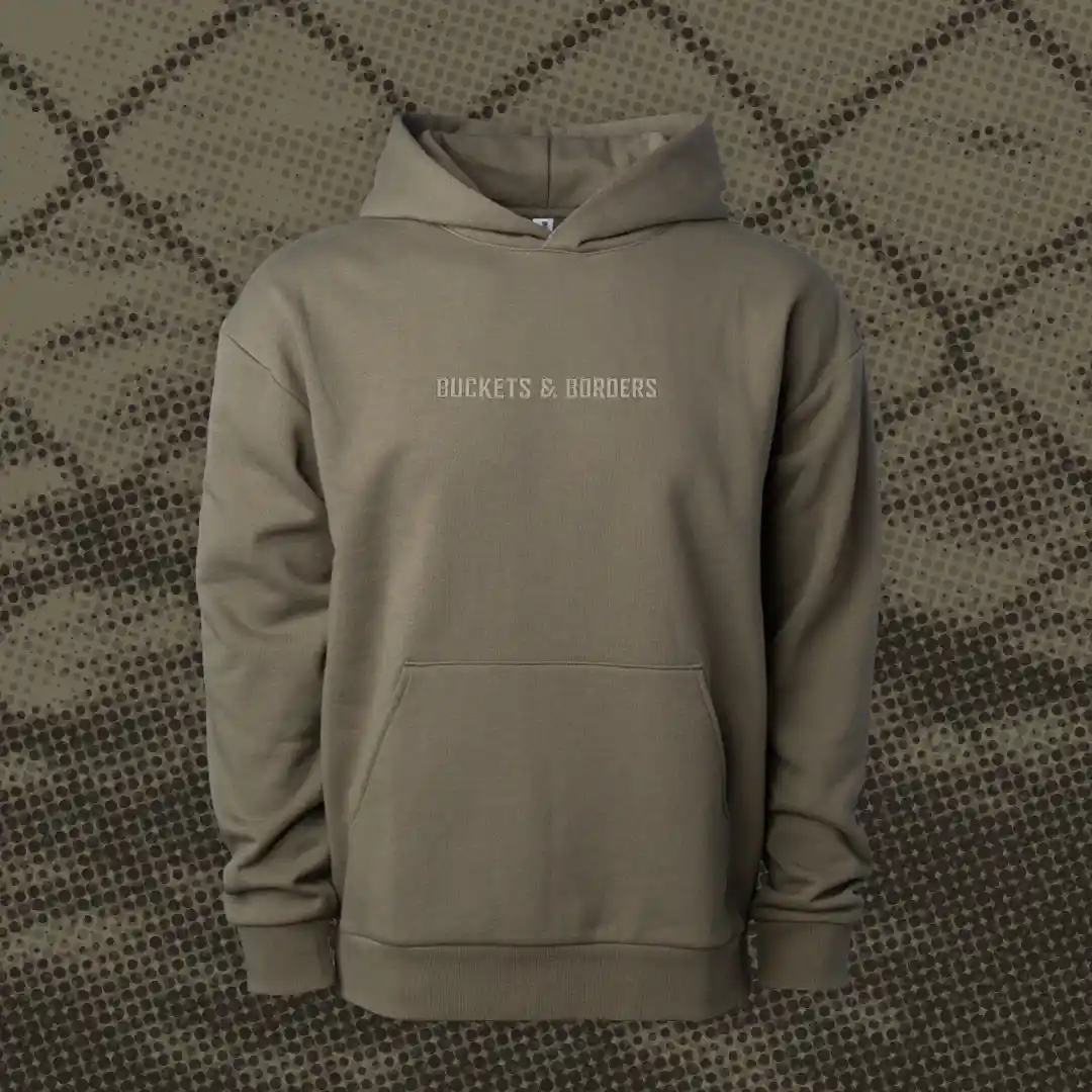 Buckets & Borders Wordmark Heavyweight Hoodie, olive