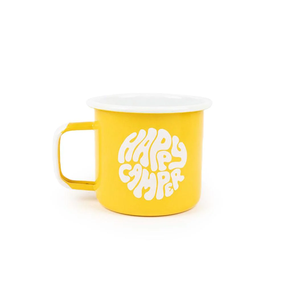 Camp Brand Goods Happiest Camper Enamel Mug 16oz - Yellow