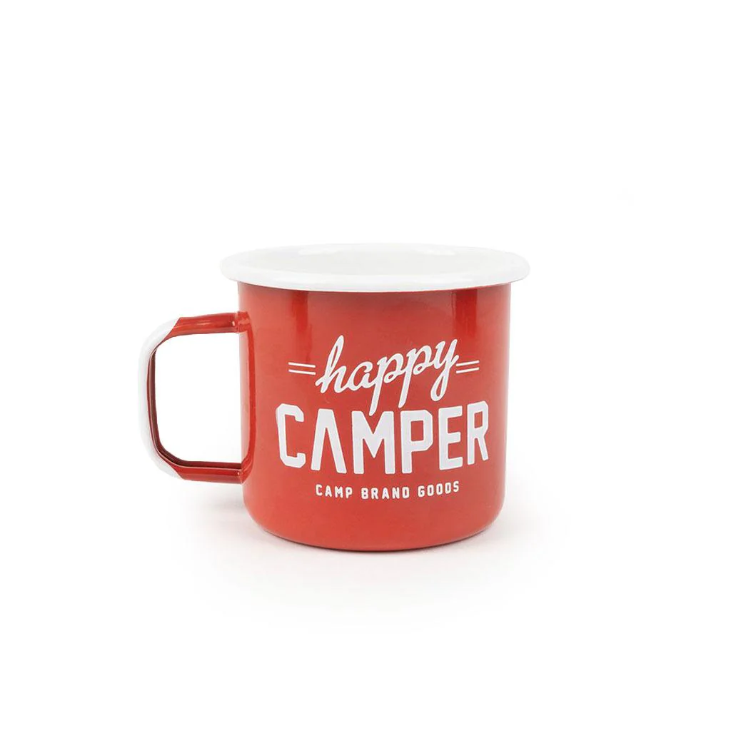 Camp Brand Goods Happy Camper Enamel Mug 16oz - Fire Red
