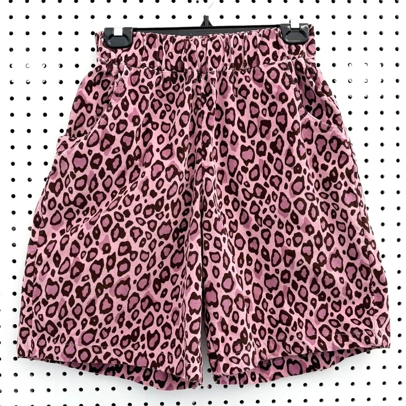 CUB Alia Long Shorts, pink leopard cord