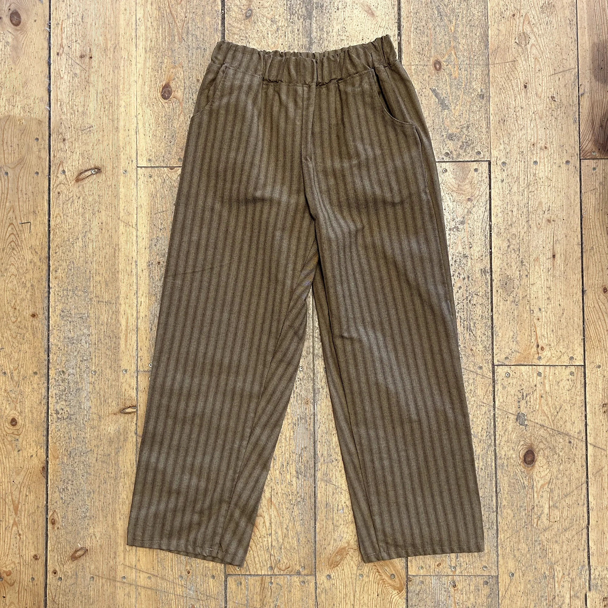 CUB Mia Pants, woven brown stripe