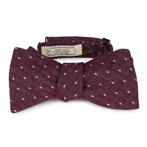 Cursor & Thread Henry bow tie - burgundy dot chambray