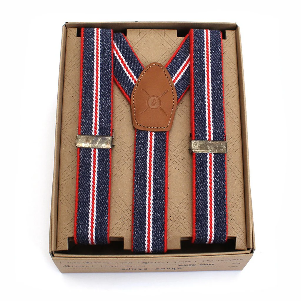Cursor & Thread Oliver 1" Suspenders, red white and blue
