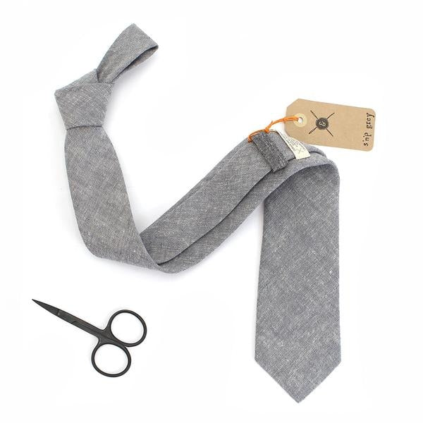 Cursor & Thread S'n'P Linen Necktie - grey