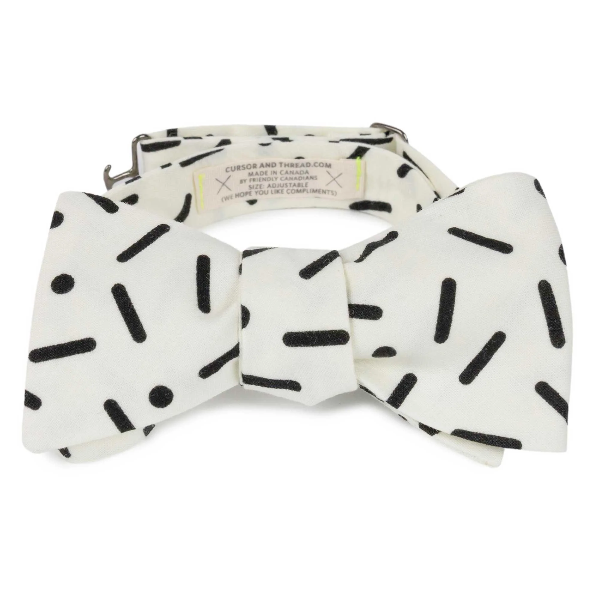 Cursor & Thread Pop Japanese cotton bow tie, black pill print