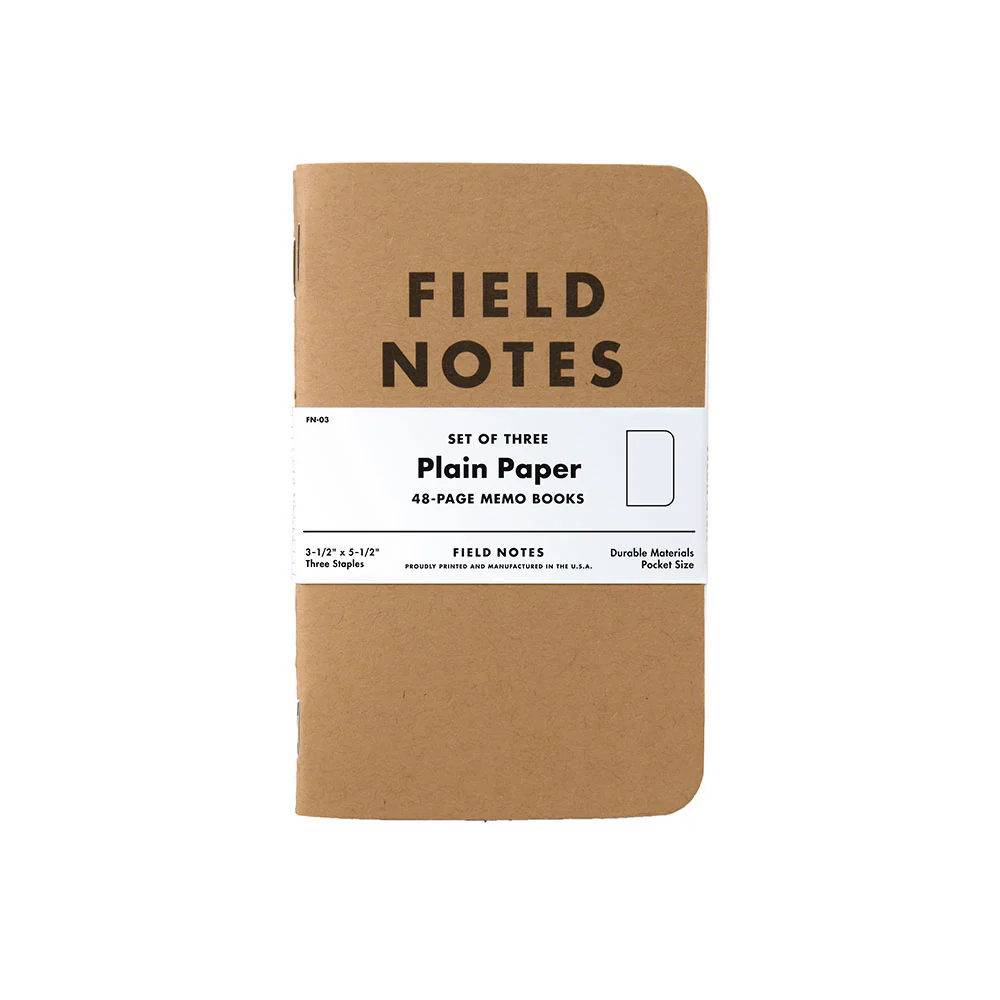 Field Notes Kraft Original 3-Pack Notebooks - Plain