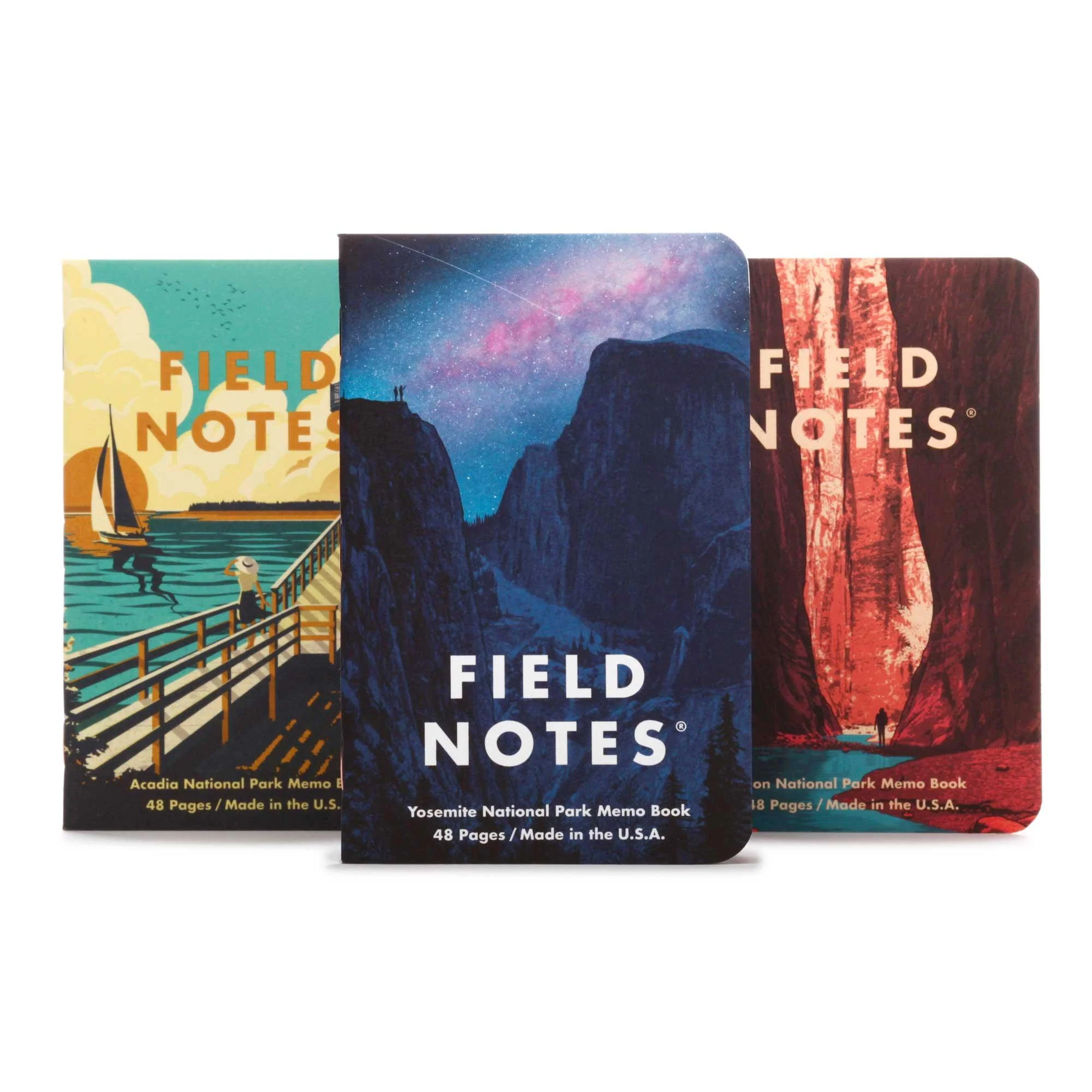 Field Notes National Parks Series A (Yosemite, Acadia, Zion; 3-Pack, graph)