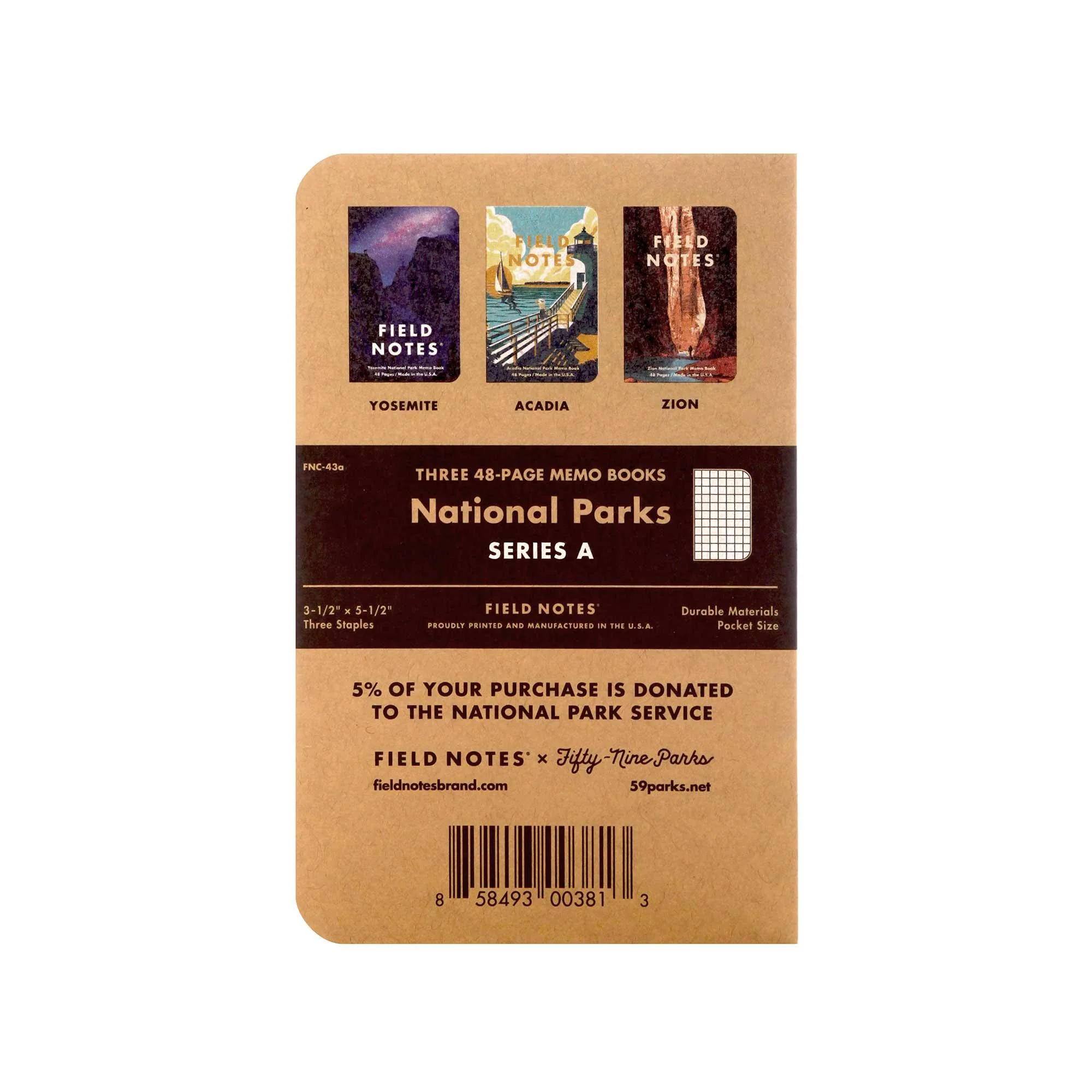 Field Notes National Parks Series A (Yosemite, Acadia, Zion; 3-Pack, graph) - Image 6