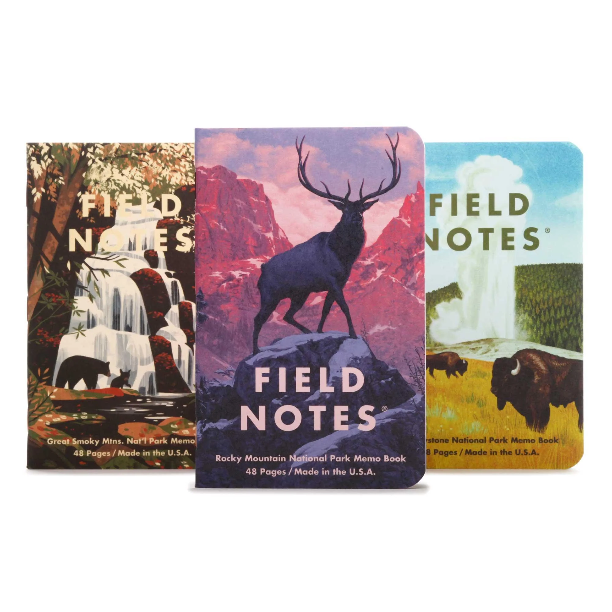Field Notes National Parks Series C (Rocky, Smoky, Yellowstone; 3-Pack, graph)