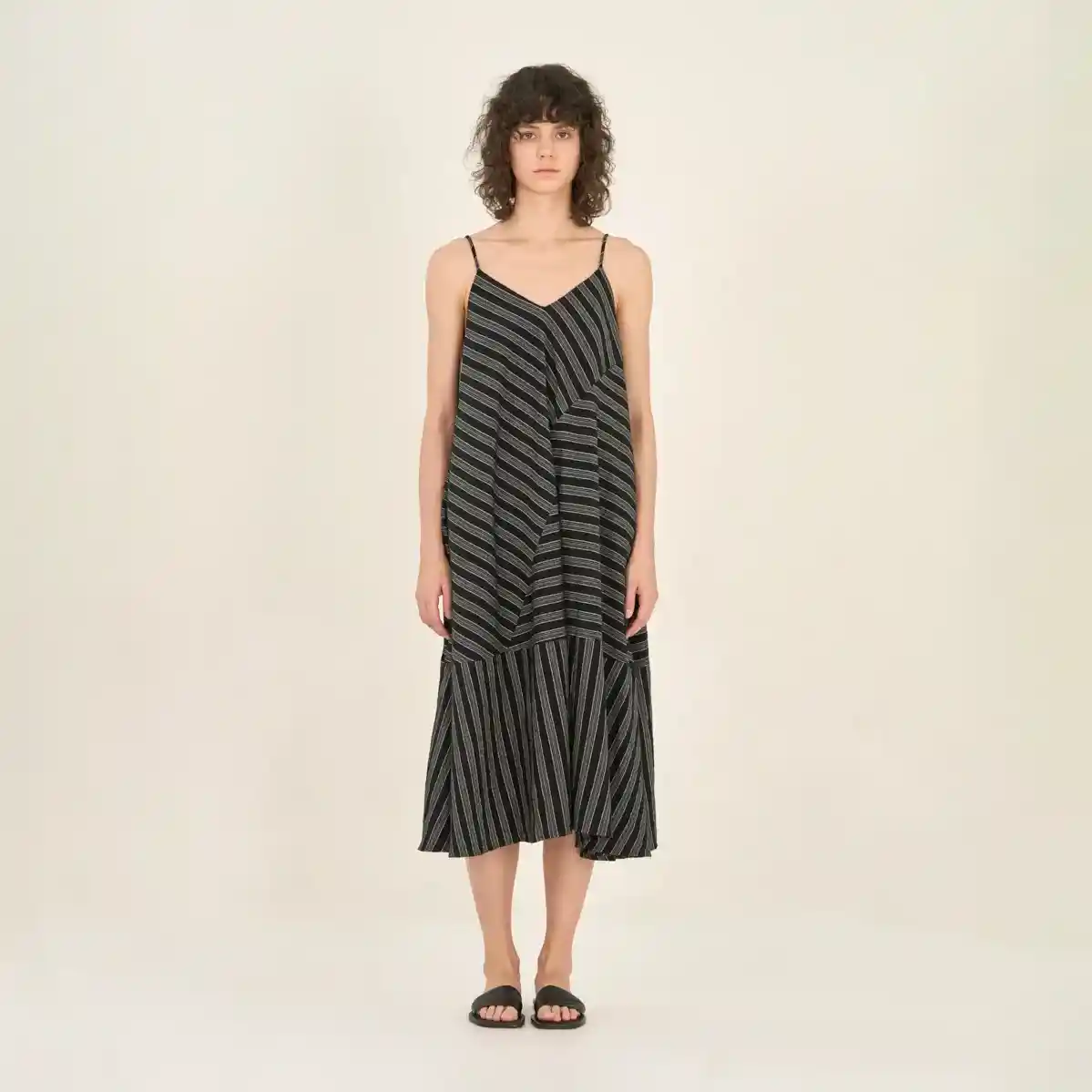 Grade & Gather Womens Contemporary Strip Midi Dress, black - Image 2